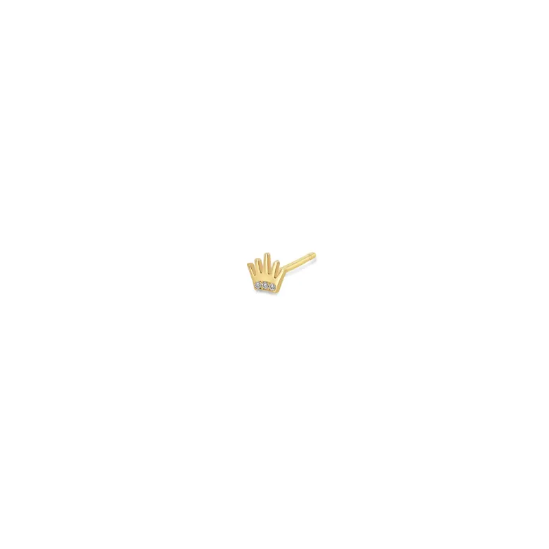 14k Itty Bitty PavÃ© Diamond Crown Stud sold by Zoe Chicco