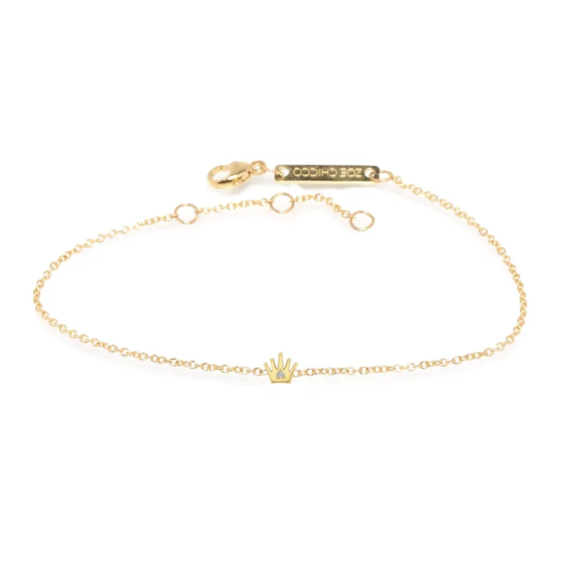 14k Itty Bitty Diamond Crown Bracelet made by Zoe Chicco