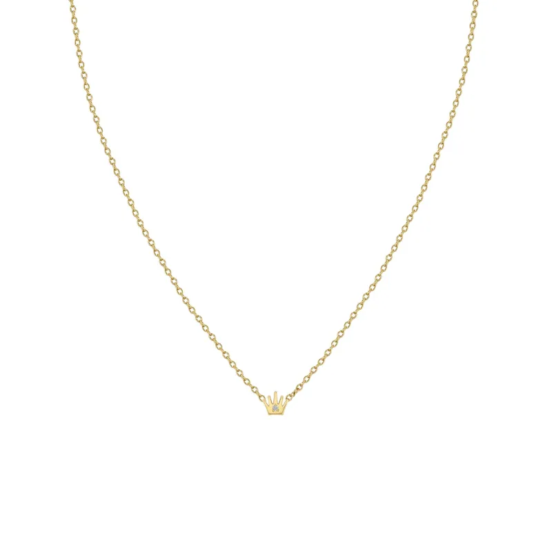 14k Itty Bitty Diamond Crown Necklace sold by Zoe Chicco