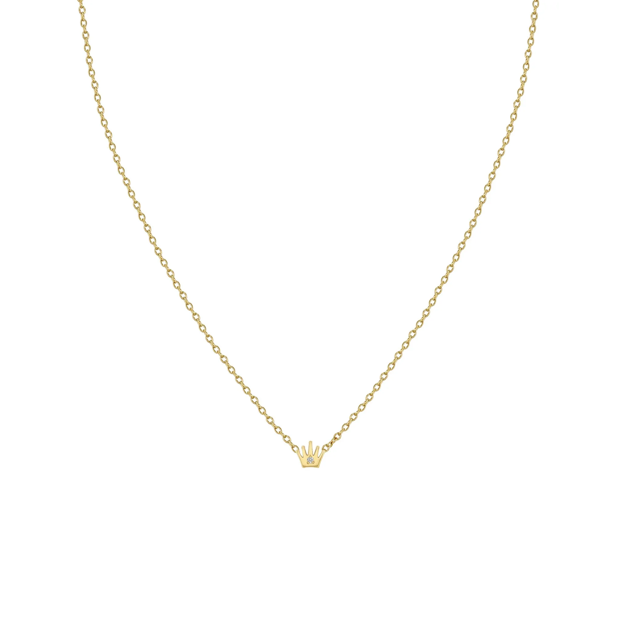 14k Itty Bitty Diamond Crown Necklace sold by Zoe Chicco