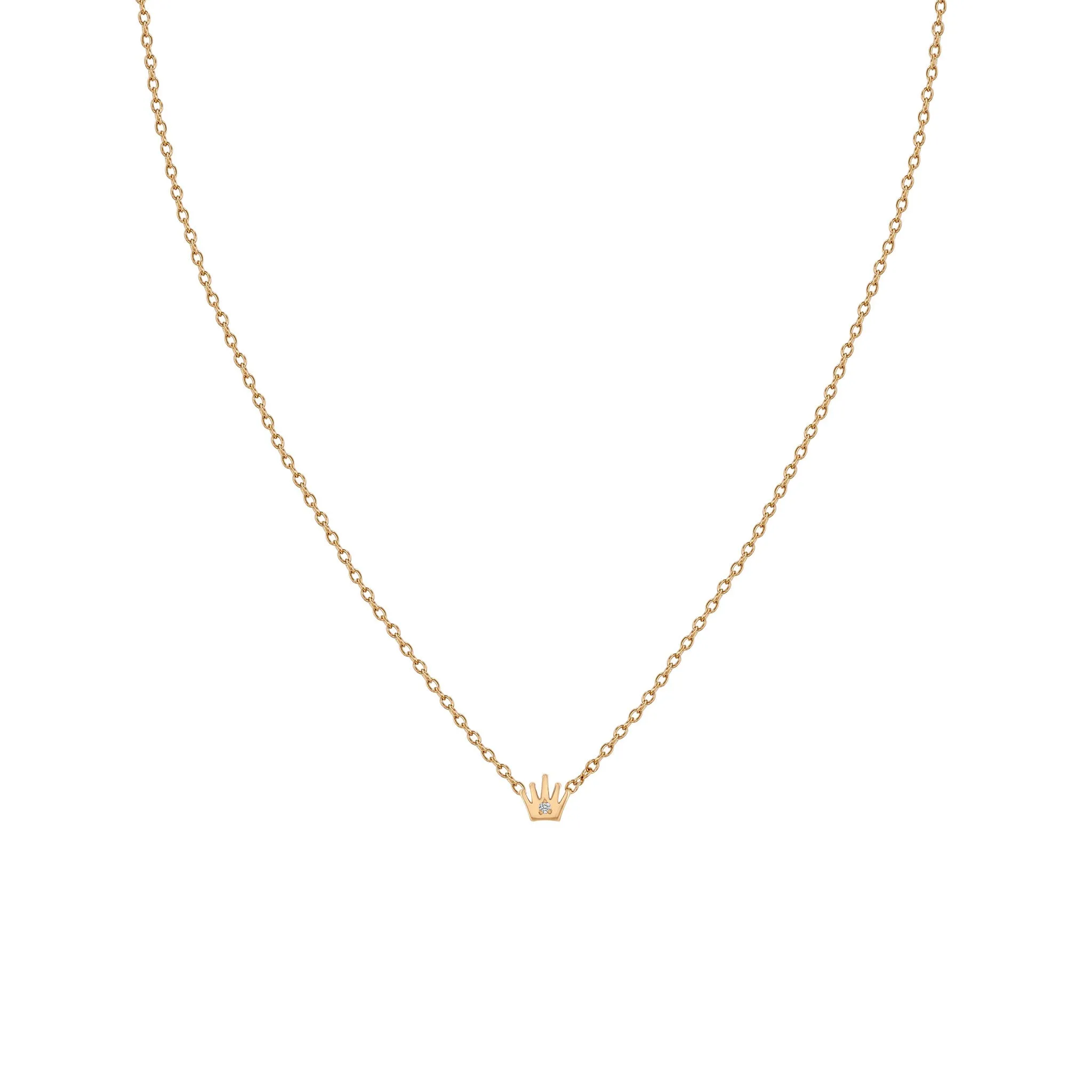 14k Itty Bitty Diamond Crown Necklace sold by Zoe Chicco product image thumbnail 2