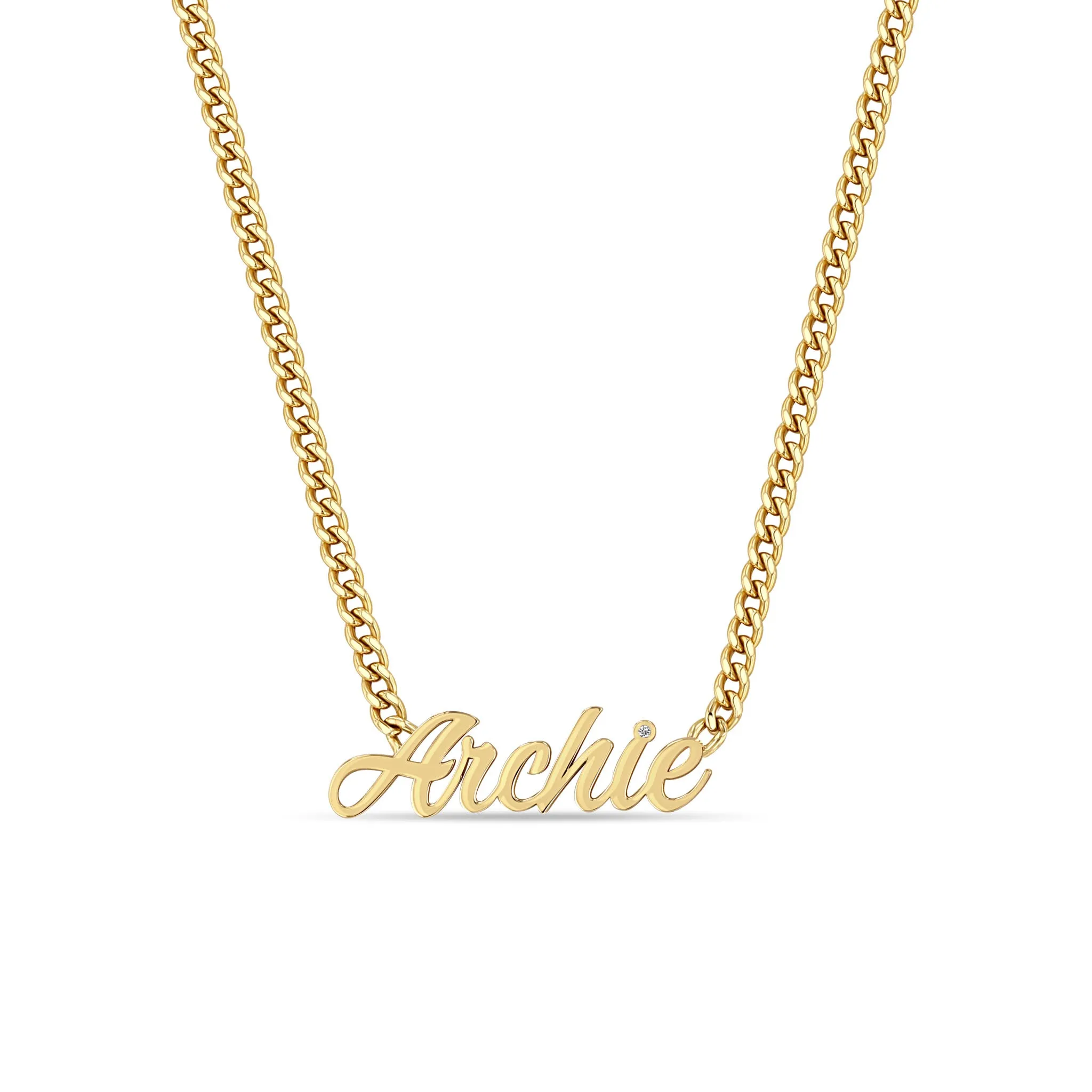 14k Gold Script Letter Custom Name Curb Chain Necklace sold by Zoe Chicco product image thumbnail 3