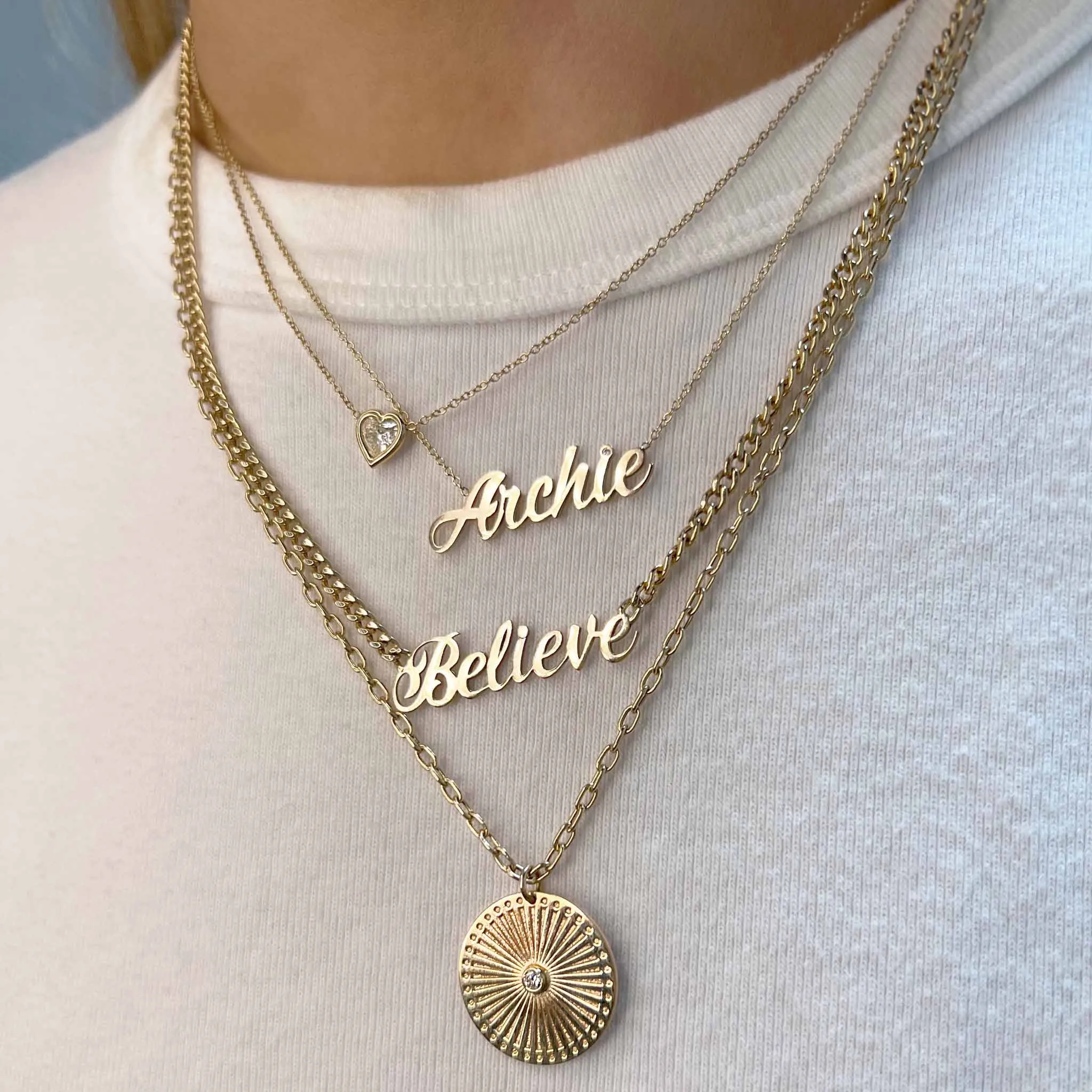 14k Gold Script Letter Custom Name Necklace sold by Zoe Chicco product image thumbnail 3