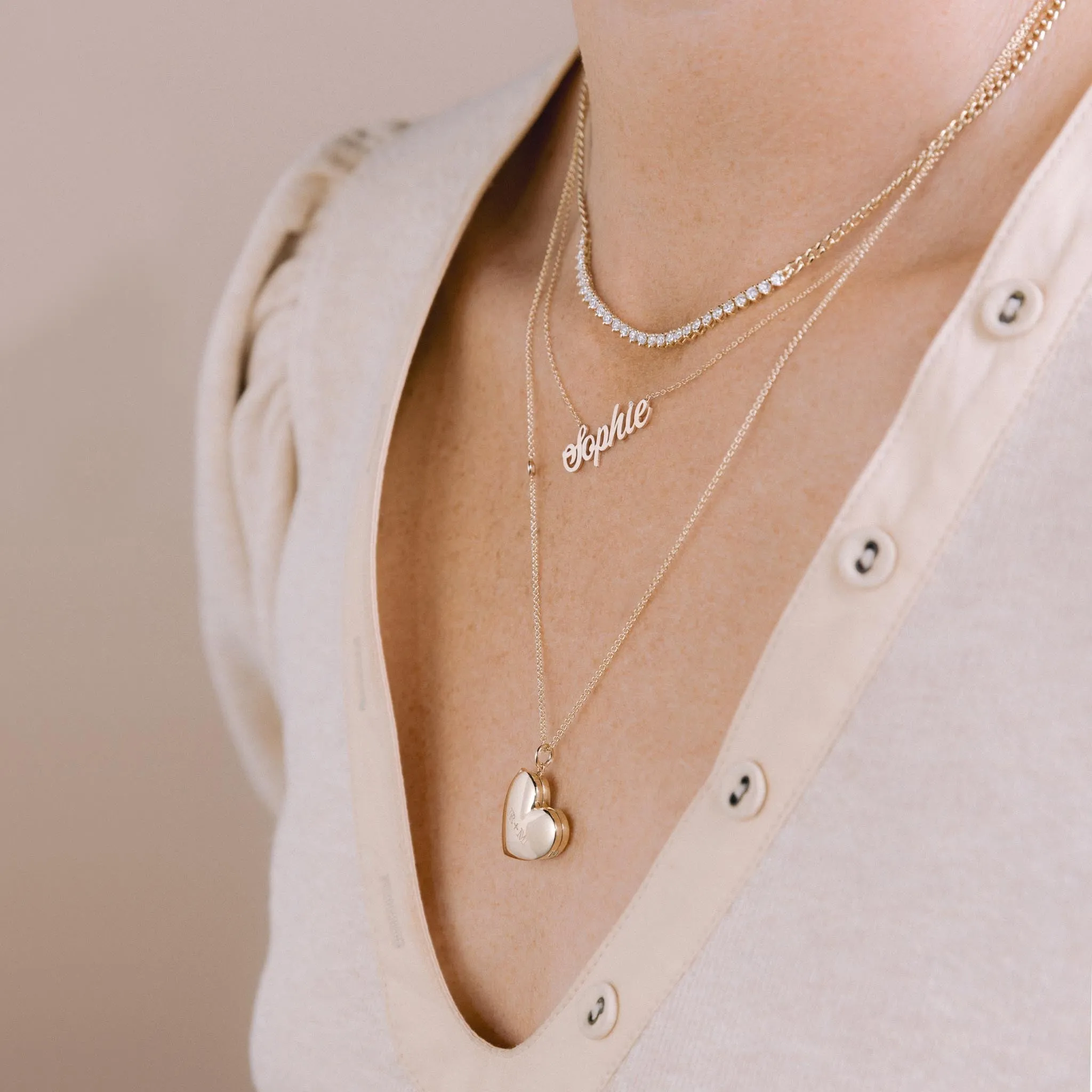 14k Gold Script Letter Custom Name Necklace sold by Zoe Chicco product image thumbnail 2