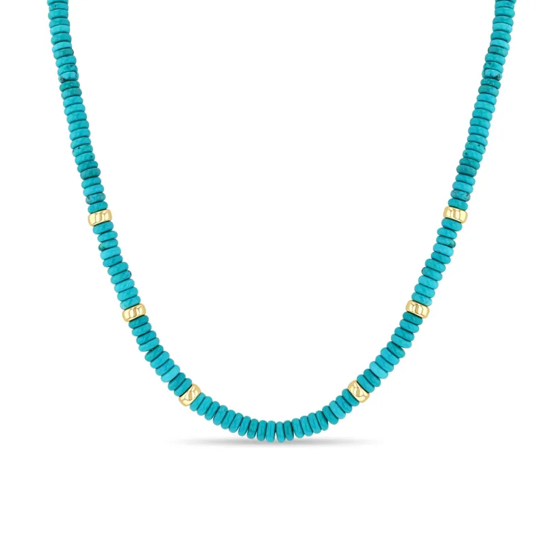 14k Gold & Turquoise Rondelle Bead Necklace sold by Zoe Chicco