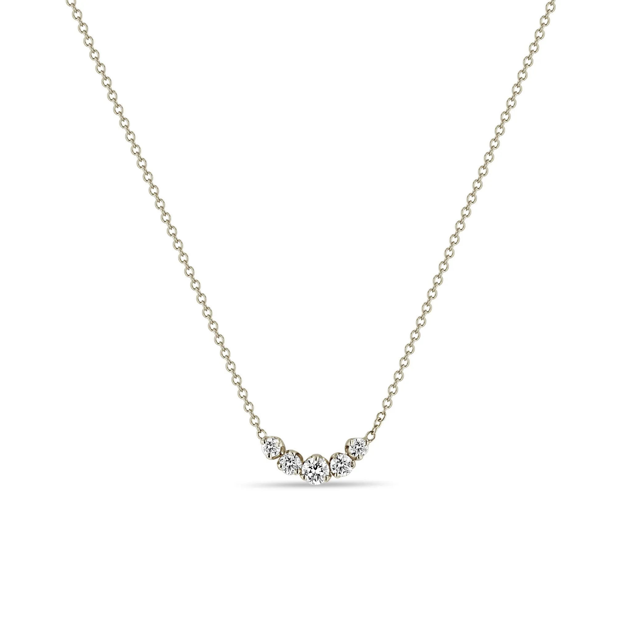14k 5 Graduated Prong Diamond Necklace sold by Zoe Chicco product image thumbnail 4