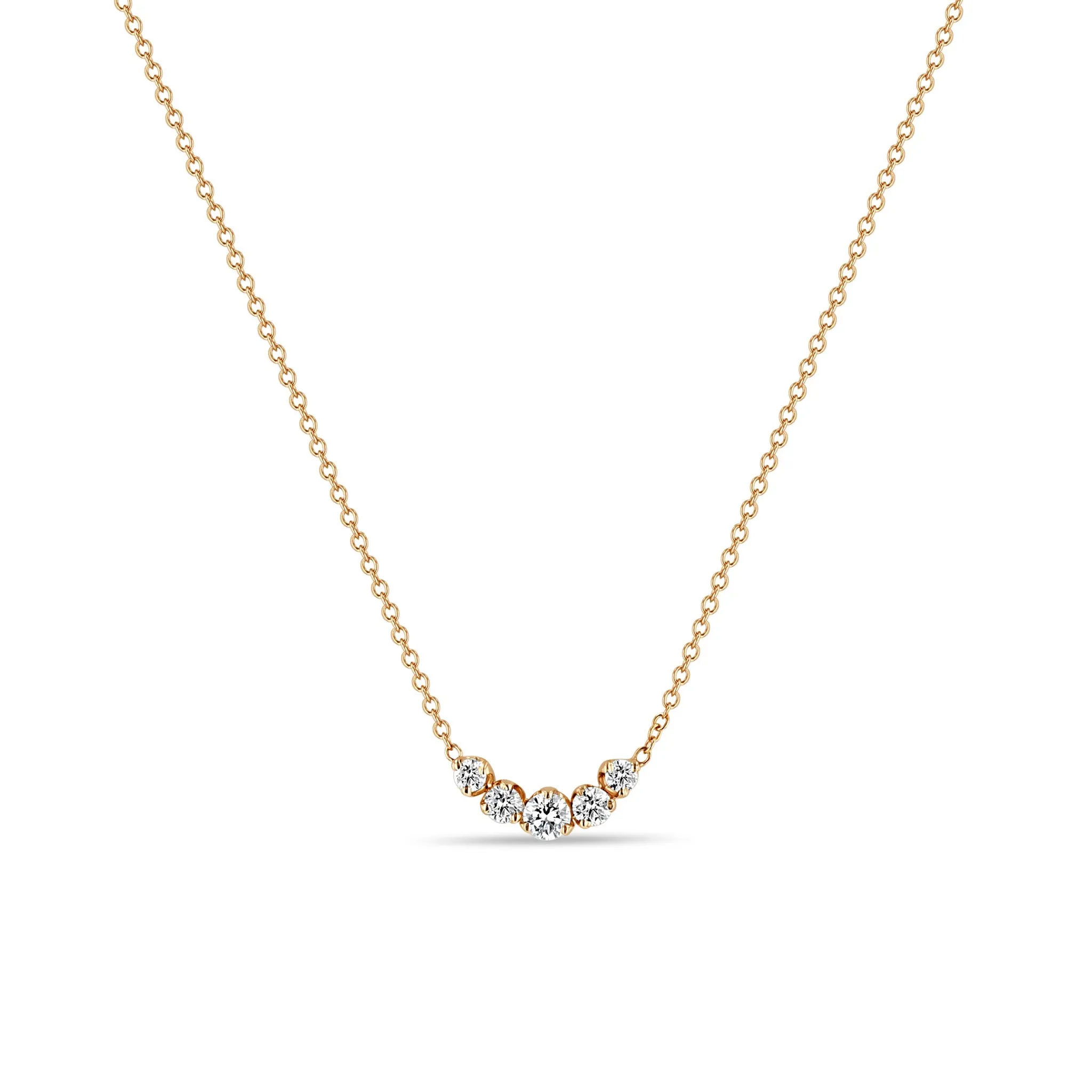 14k 5 Graduated Prong Diamond Necklace sold by Zoe Chicco product image thumbnail 3