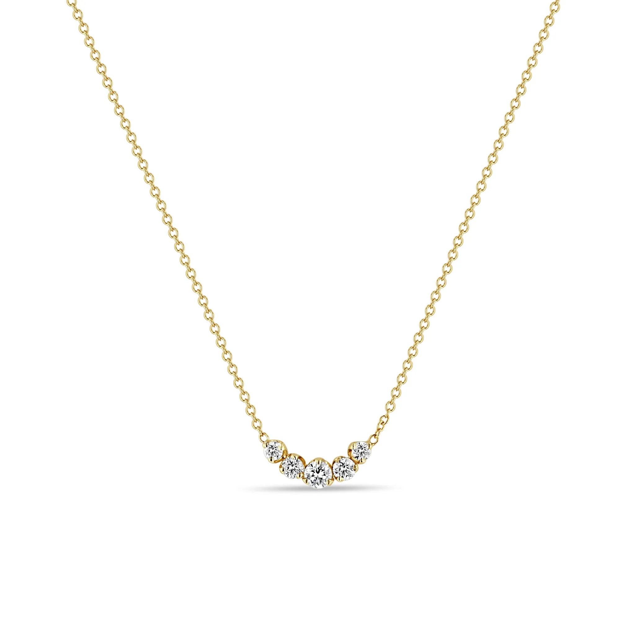 14k 5 Graduated Prong Diamond Necklace sold by Zoe Chicco
