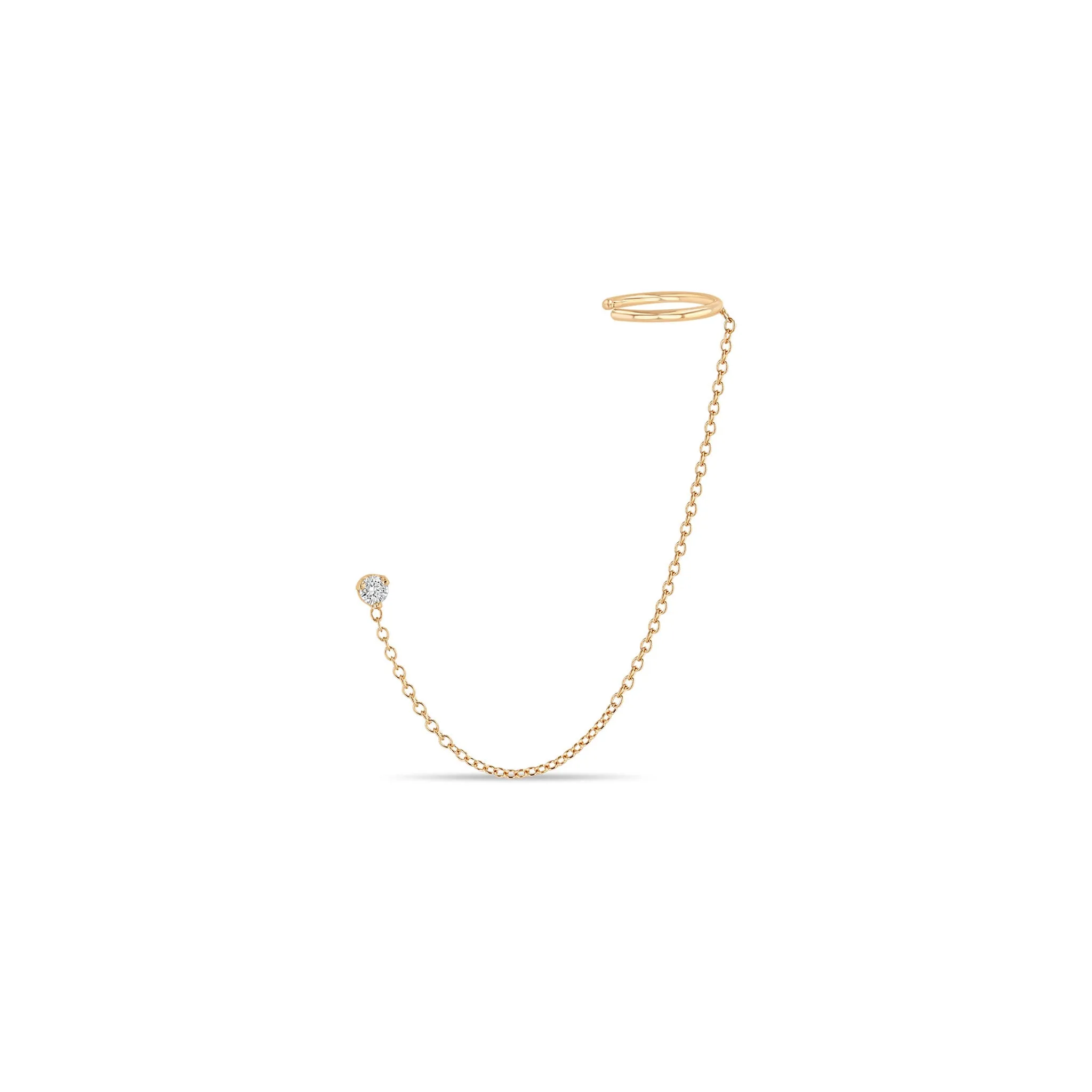 14k Prong Diamond Short Chain Ear Cuff sold by Zoe Chicco product image thumbnail 4
