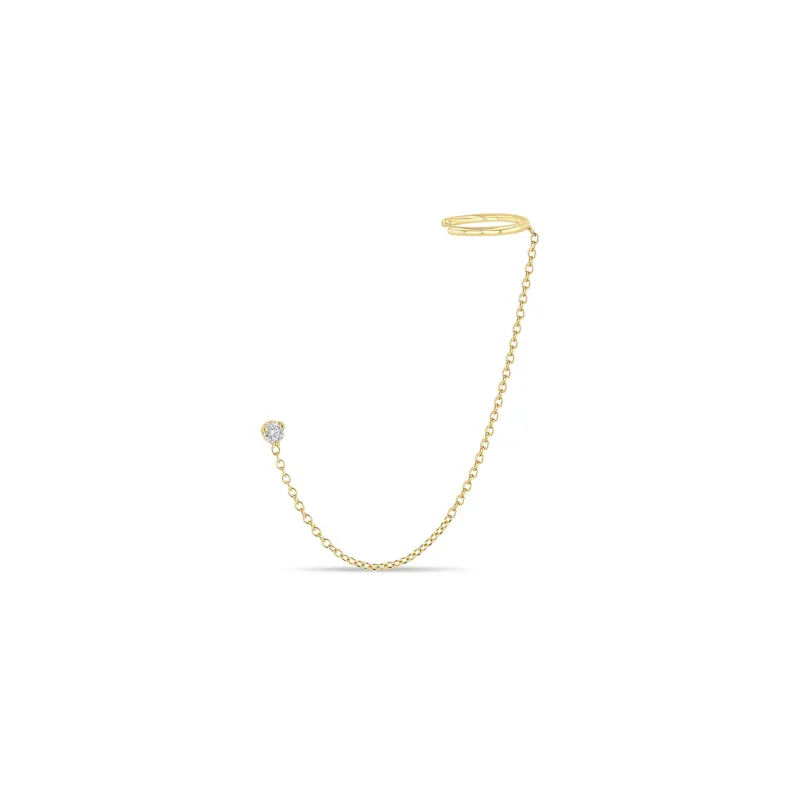 14k Prong Diamond Short Chain Ear Cuff sold by Zoe Chicco