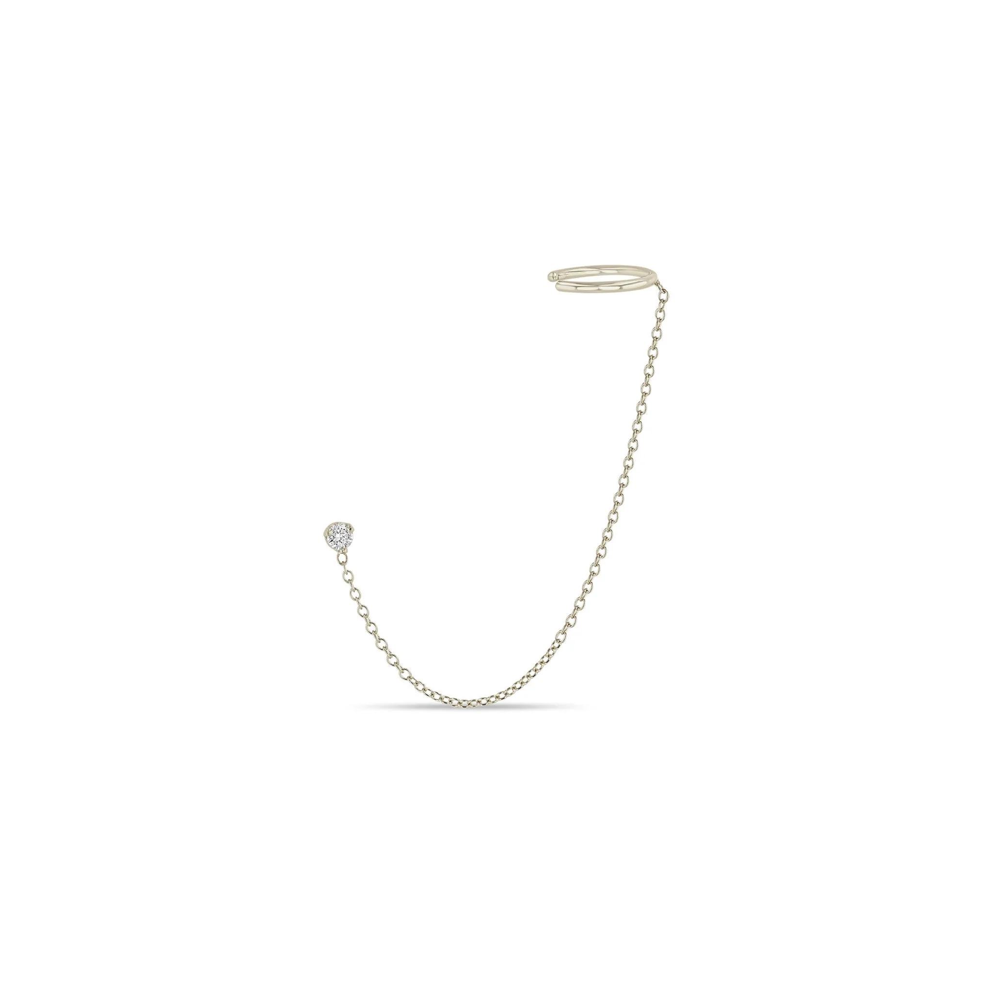 14k Prong Diamond Short Chain Ear Cuff sold by Zoe Chicco product image thumbnail 5
