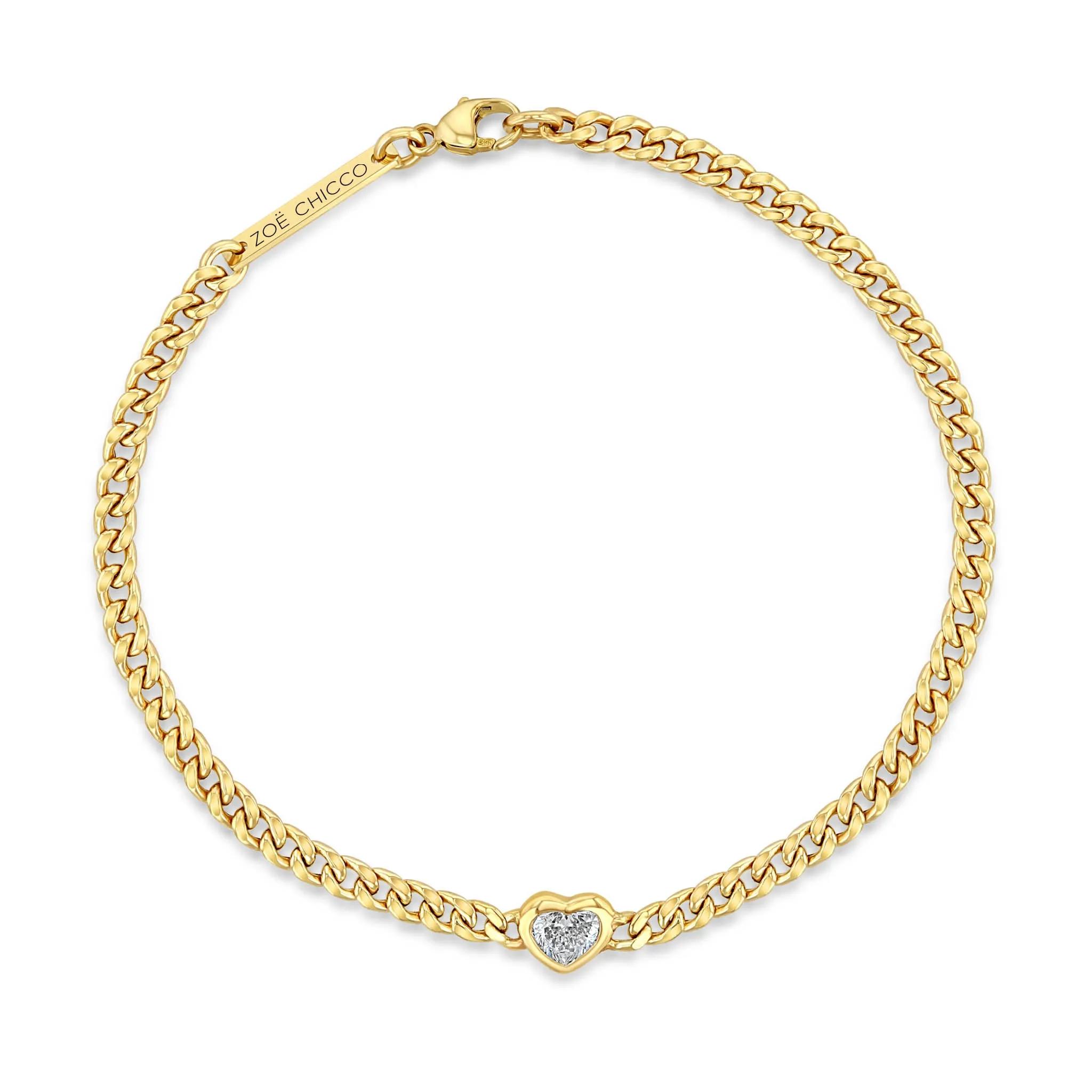 14k Floating Heart Shaped Diamond Small Curb Chain Bracelet sold by Zoe Chicco product image thumbnail 3