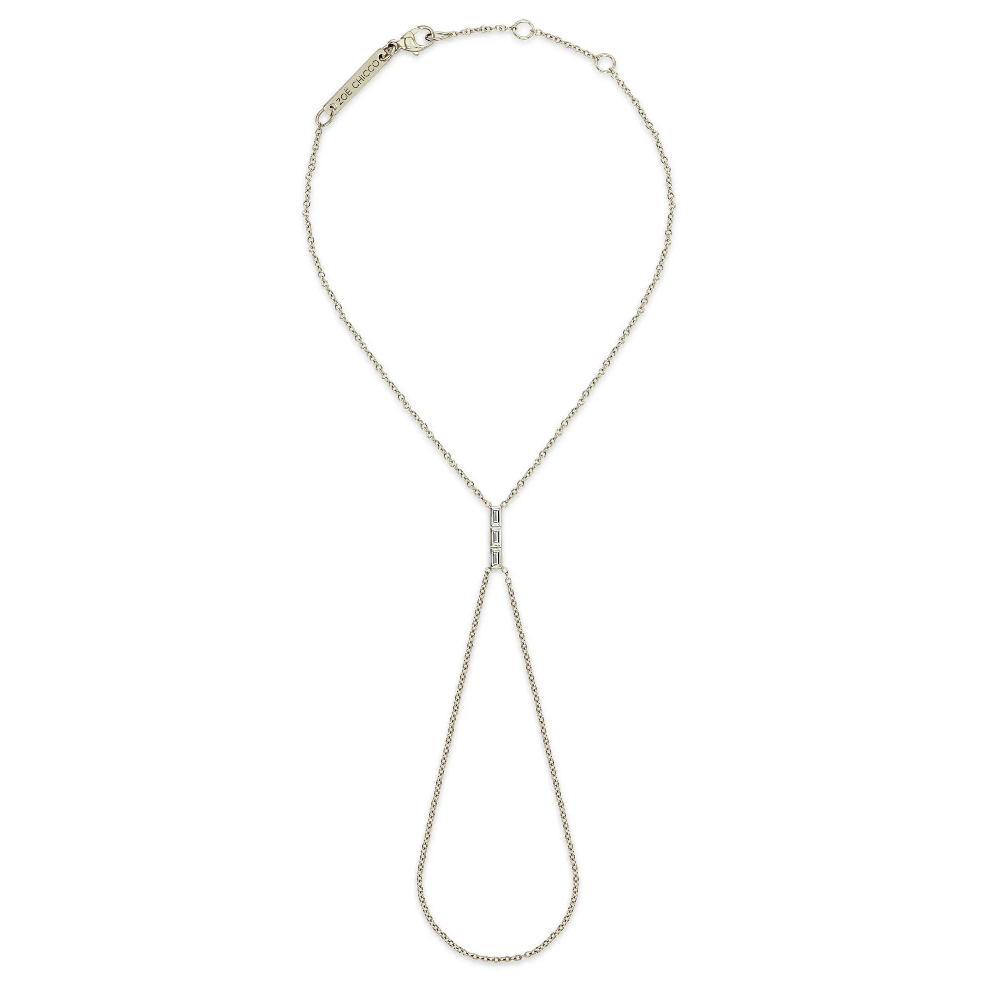 14k Channel Set Baguette Diamond Bar Hand Chain sold by Zoe Chicco product image thumbnail 4