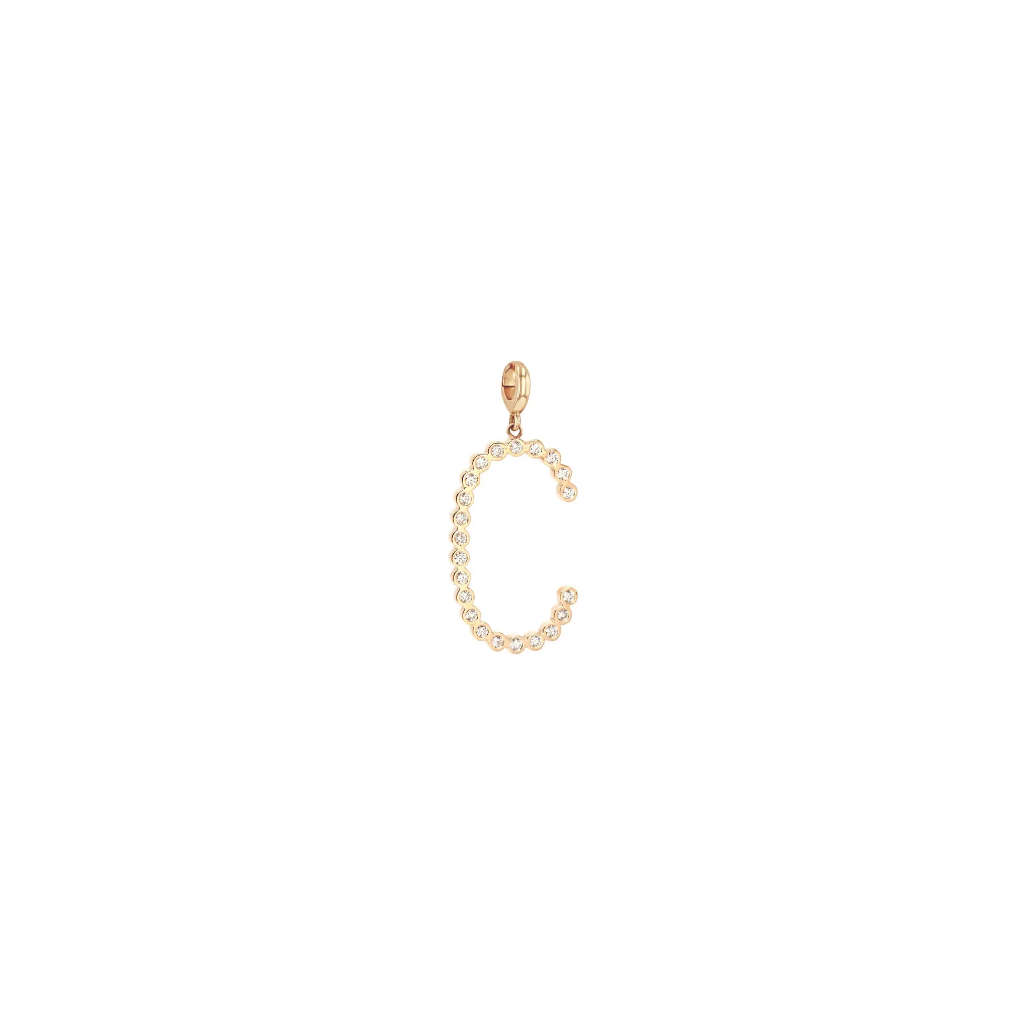 14k Single Diamond Bezel Letter Clip On Charm Pendant sold by Zoe Chicco product image thumbnail 5