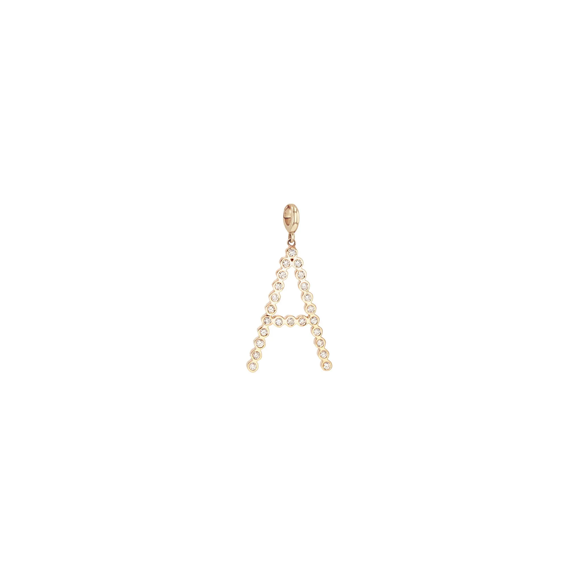 14k Single Diamond Bezel Letter Clip On Charm Pendant sold by Zoe Chicco product image thumbnail 2
