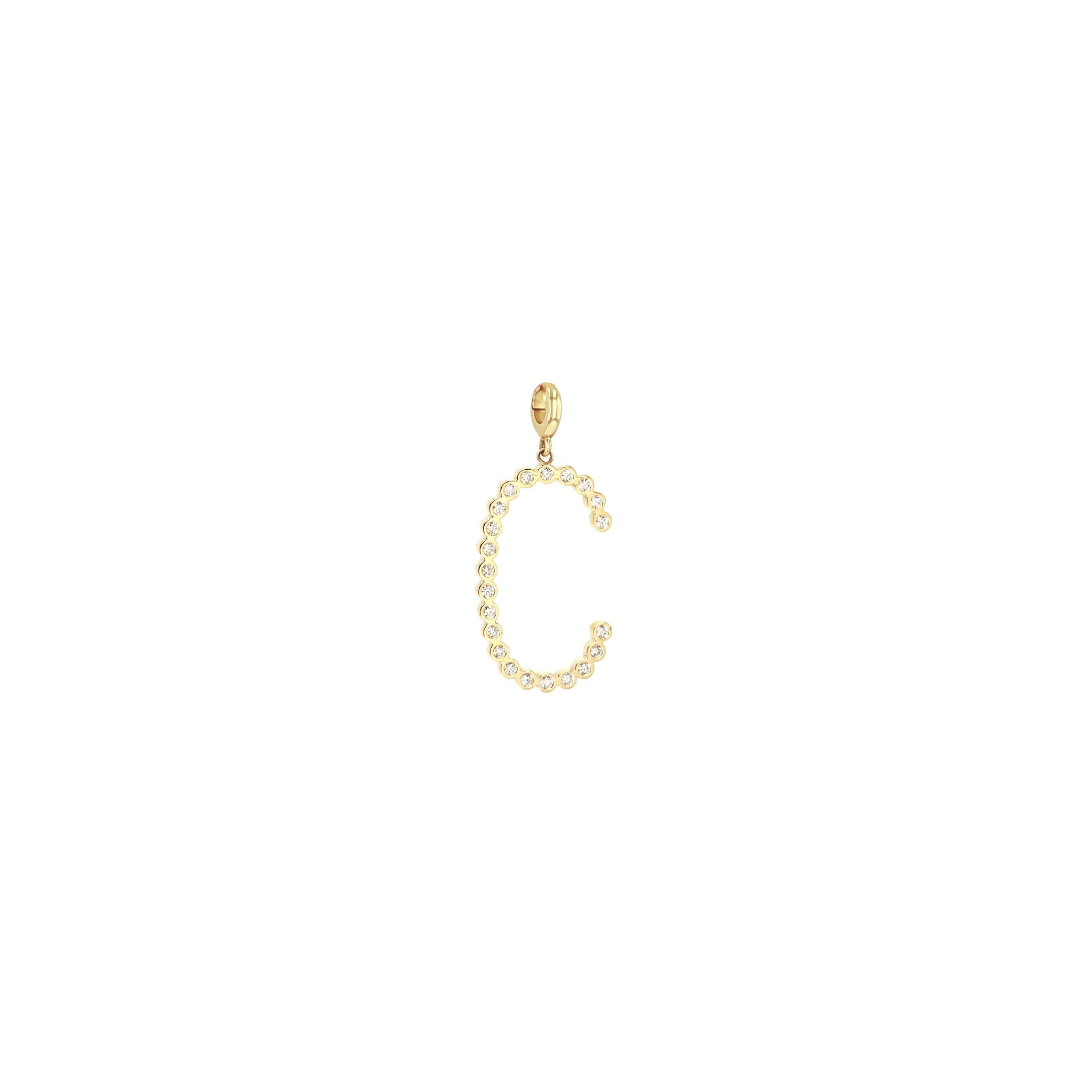 14k Single Diamond Bezel Letter Clip On Charm Pendant sold by Zoe Chicco product image thumbnail 4
