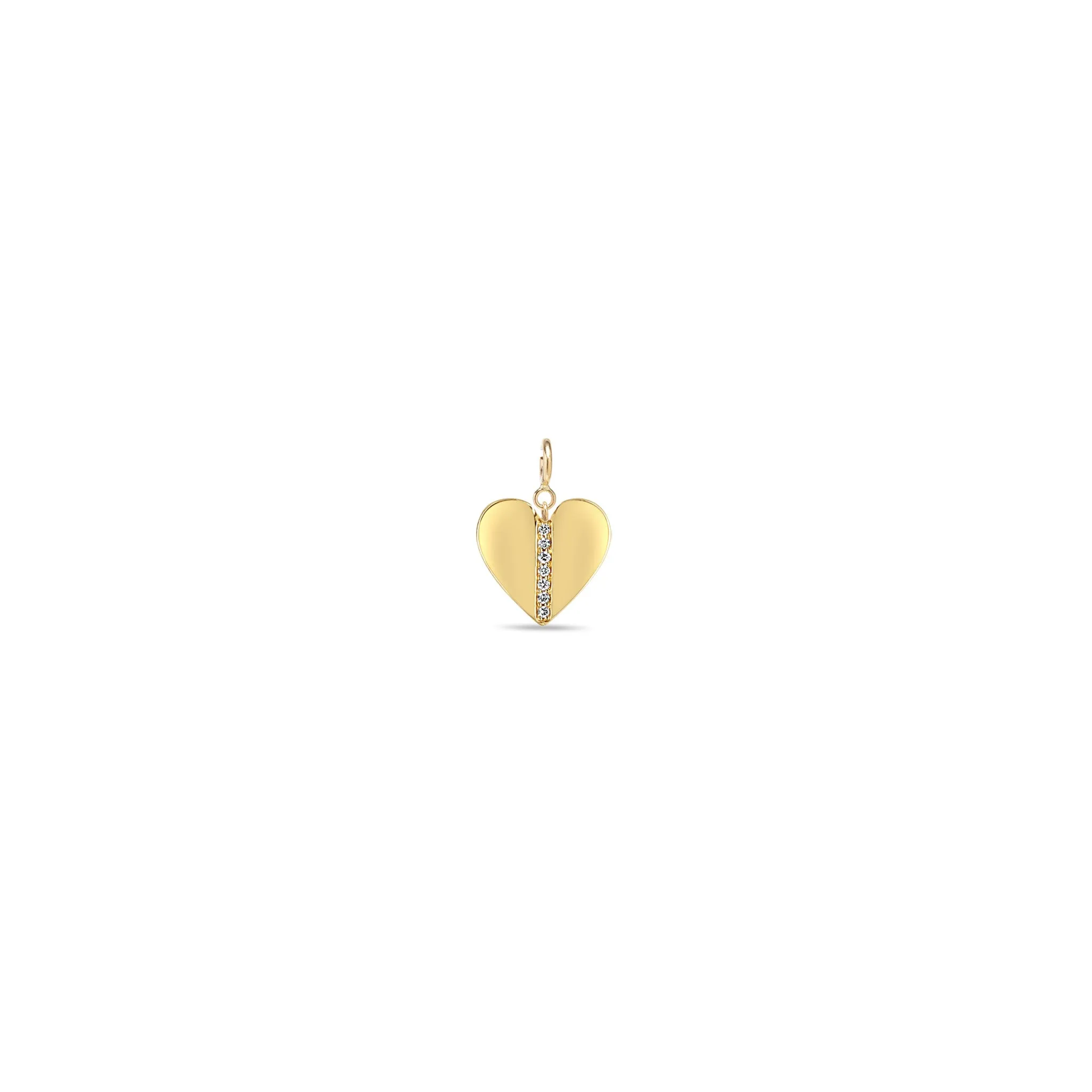14k Single Pavé Diamond Line Heart Charm Pendant sold by Zoe Chicco product image thumbnail 4