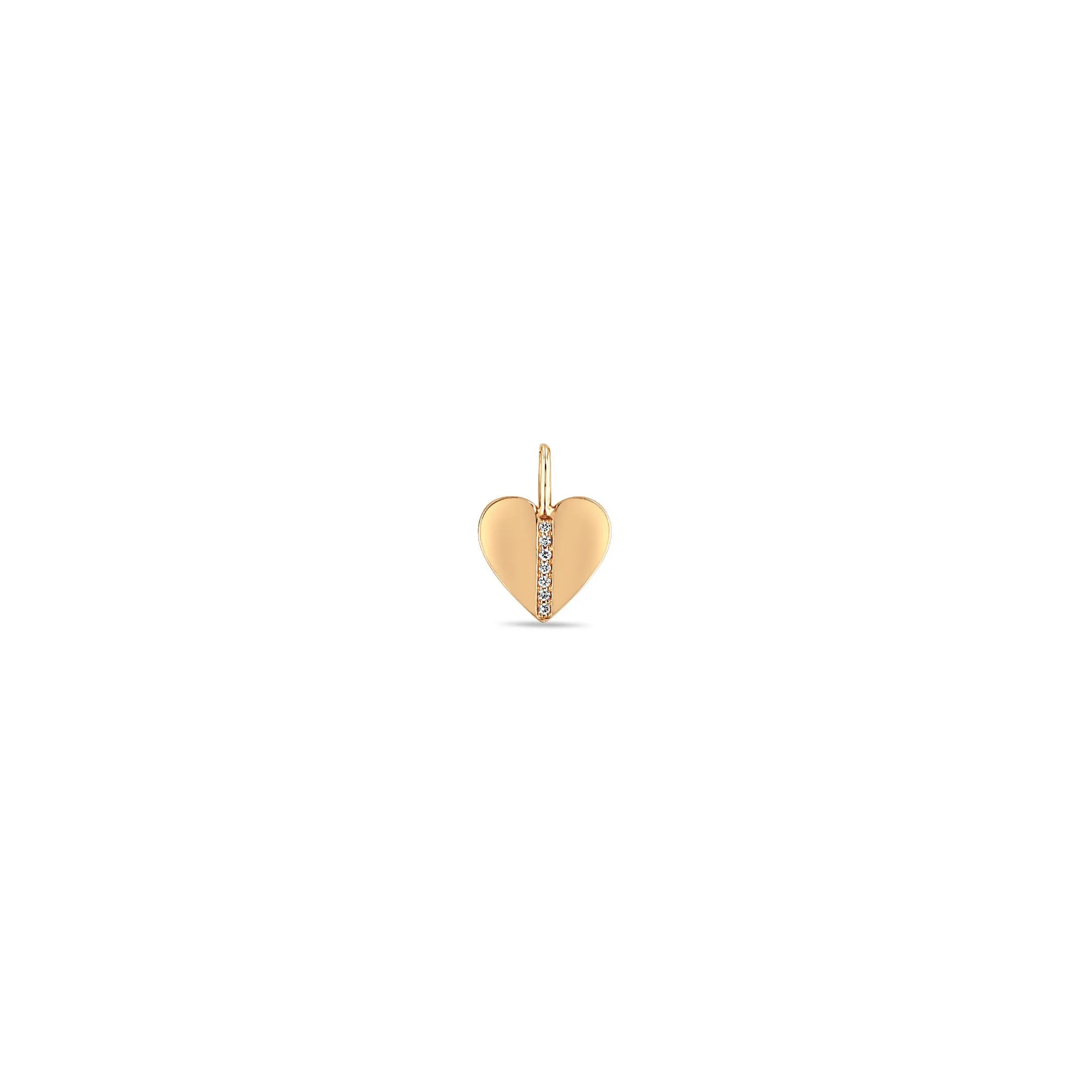 14k Single Pavé Diamond Line Heart Charm Pendant sold by Zoe Chicco product image thumbnail 2