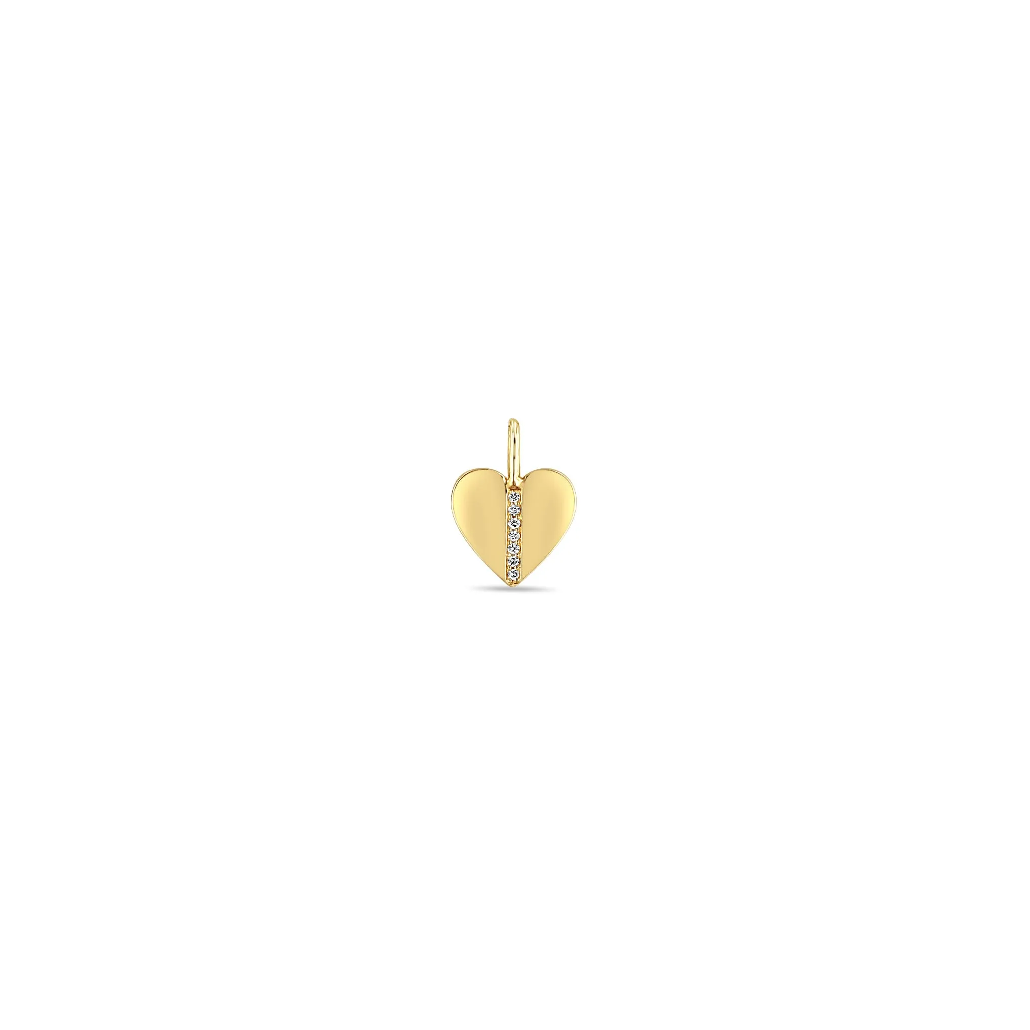 14k Single Pavé Diamond Line Heart Charm Pendant sold by Zoe Chicco
