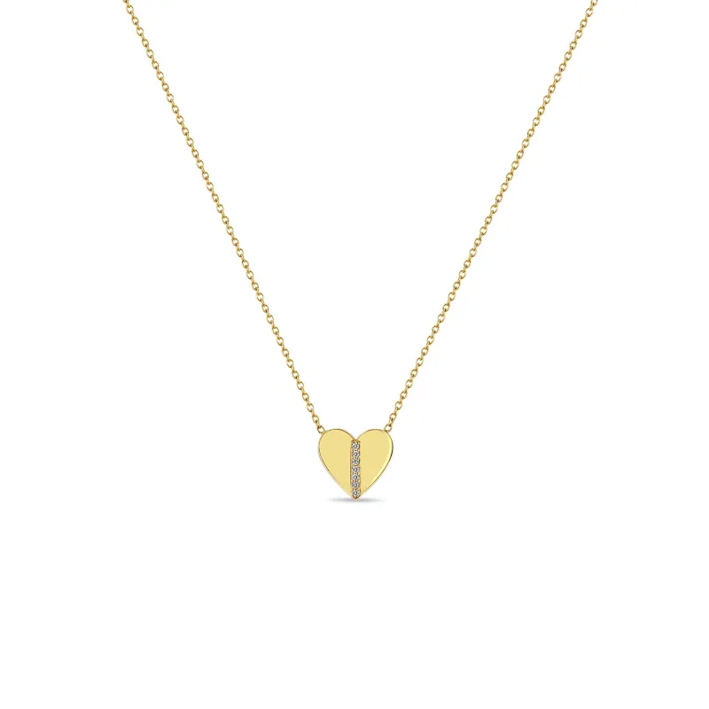 14k Pavé Diamond Line Heart Necklace sold by Zoe Chicco