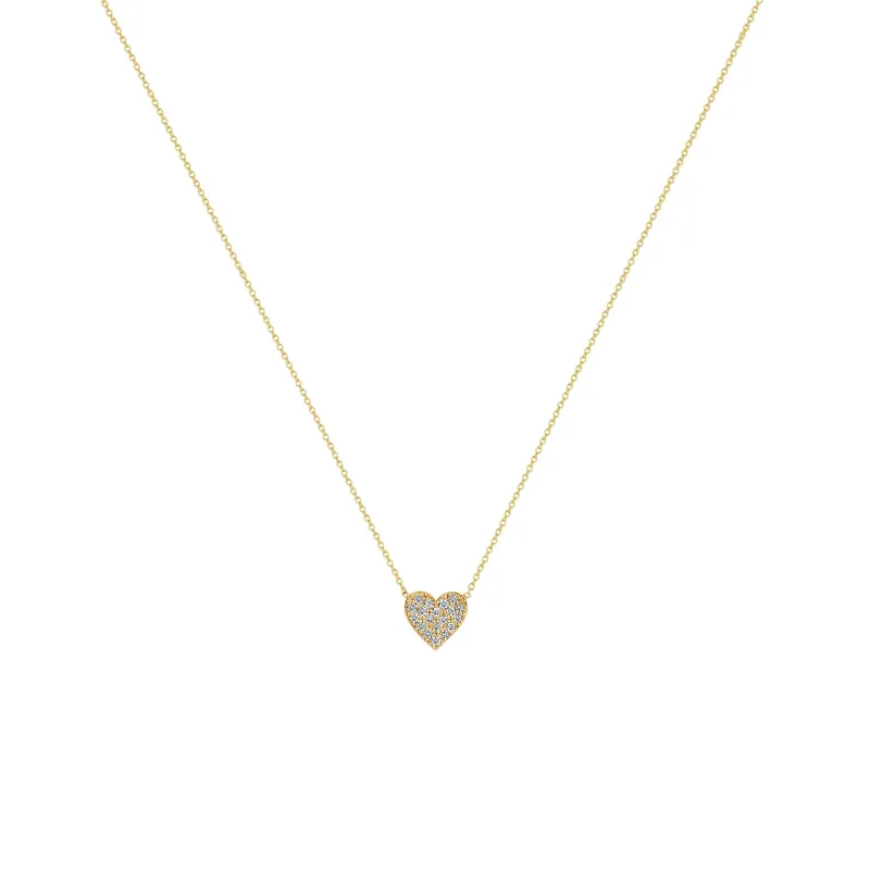 14k Midi Bitty Pavé Diamond Heart Necklace sold by Zoe Chicco