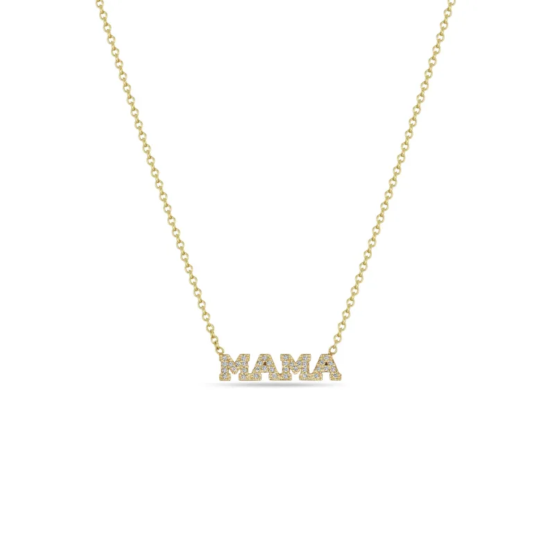 14k Itty Bitty Pavé Diamond MAMA Necklace sold by Zoe Chicco