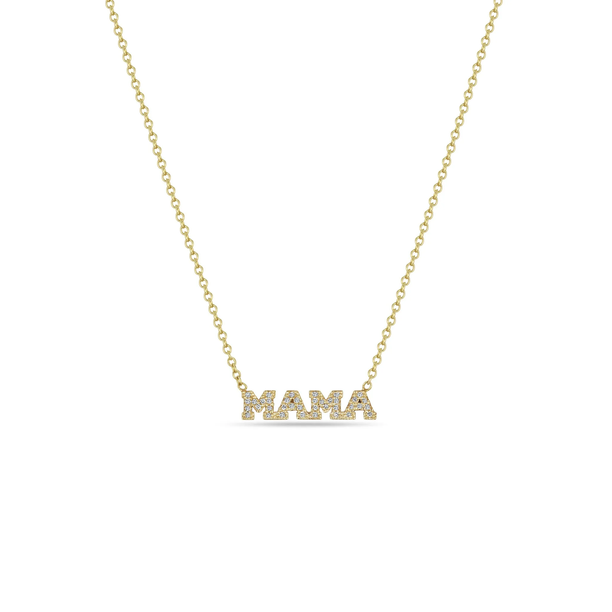 14k Itty Bitty Pavé Diamond MAMA Necklace sold by Zoe Chicco