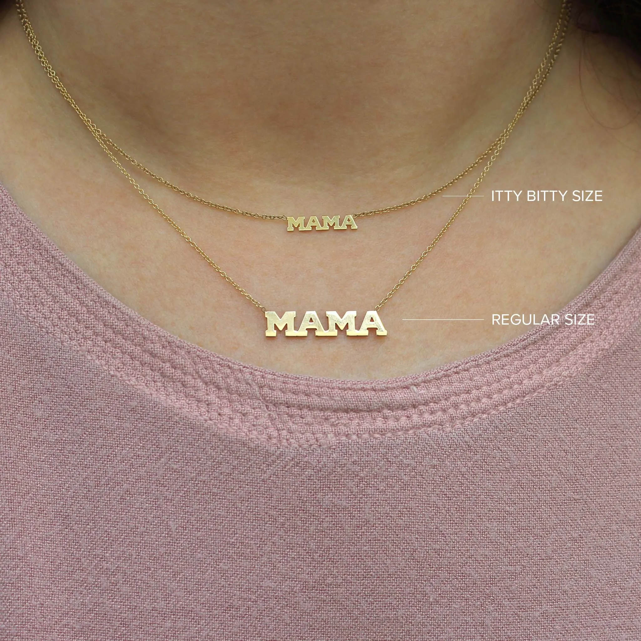 14k Itty Bitty Pavé Diamond MAMA Necklace sold by Zoe Chicco product image thumbnail 3