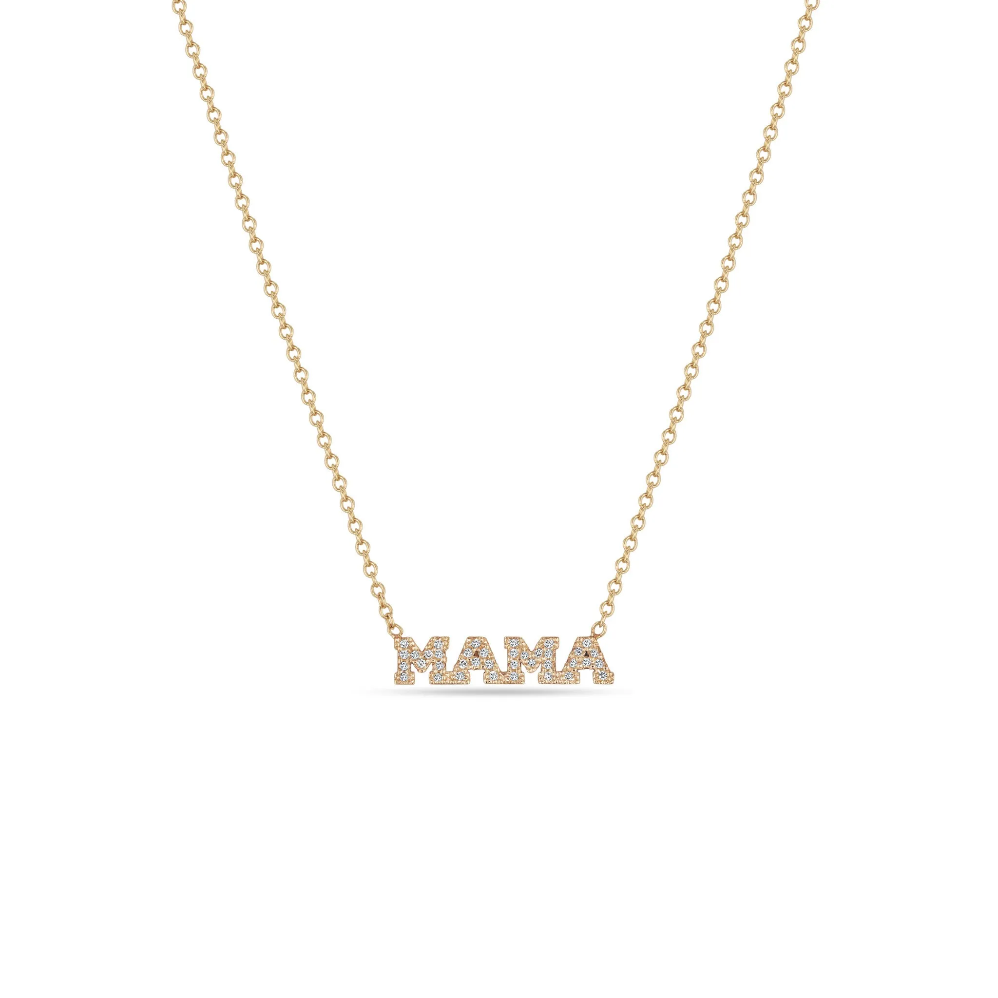14k Itty Bitty Pavé Diamond MAMA Necklace sold by Zoe Chicco product image thumbnail 4