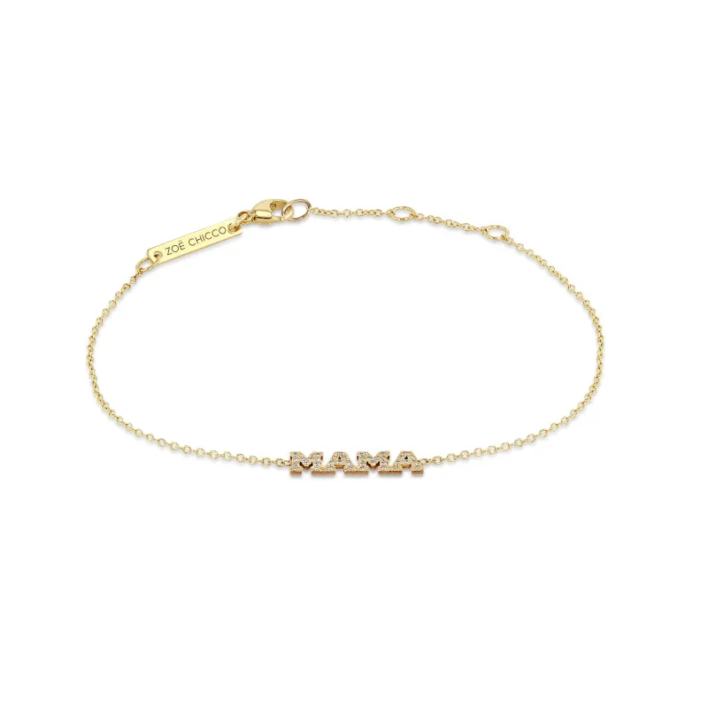 14k Itty Bitty Pavé Diamond MAMA Bracelet sold by Zoe Chicco