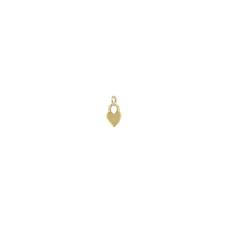 14k Single Midi Bitty Heart Padlock Charm sold by Zoe Chicco