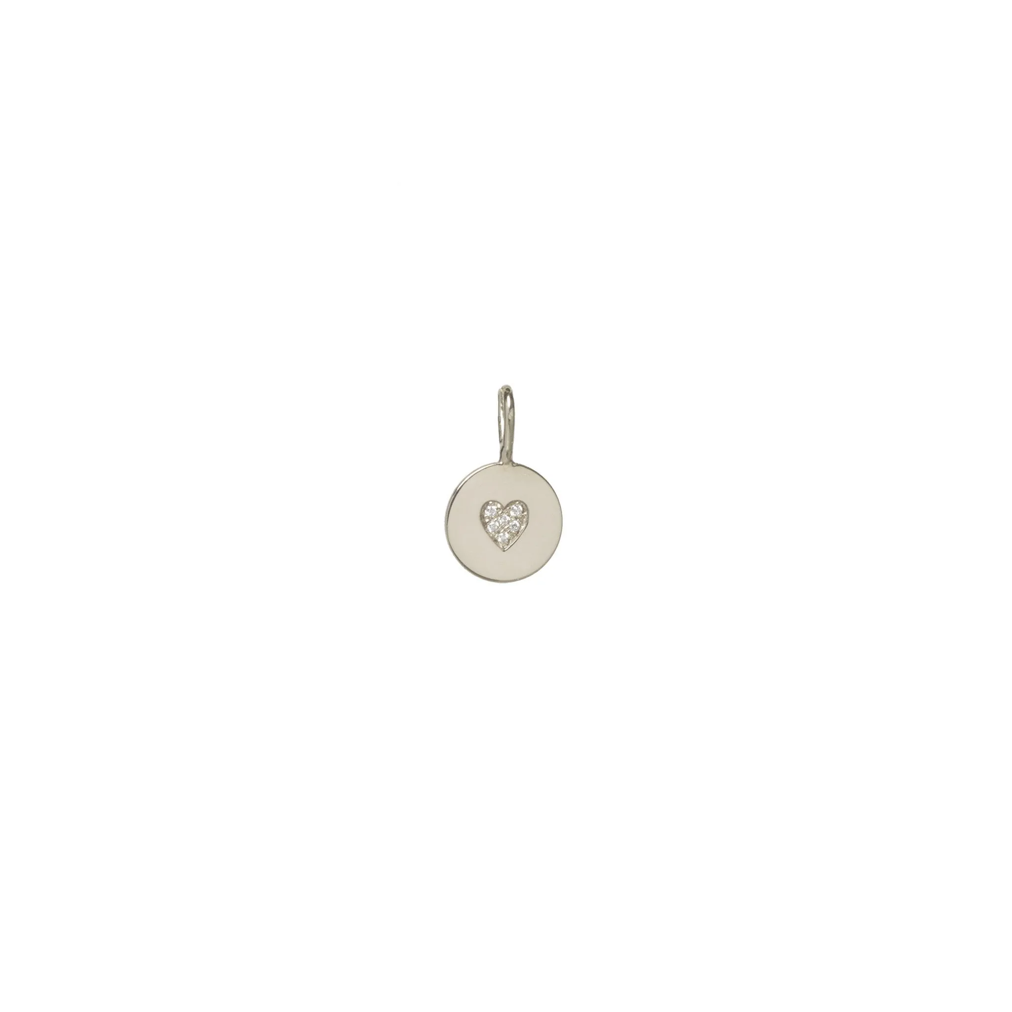 14k Single Pavé Diamond Heart Small Disc Charm Pendant sold by Zoe Chicco product image thumbnail 3