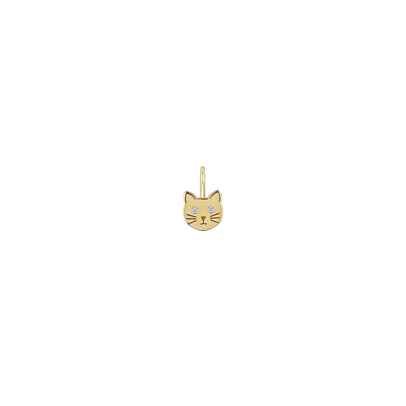 14k Single Midi Bitty Cat with Diamond Eyes Charm sold by Zoe Chicco