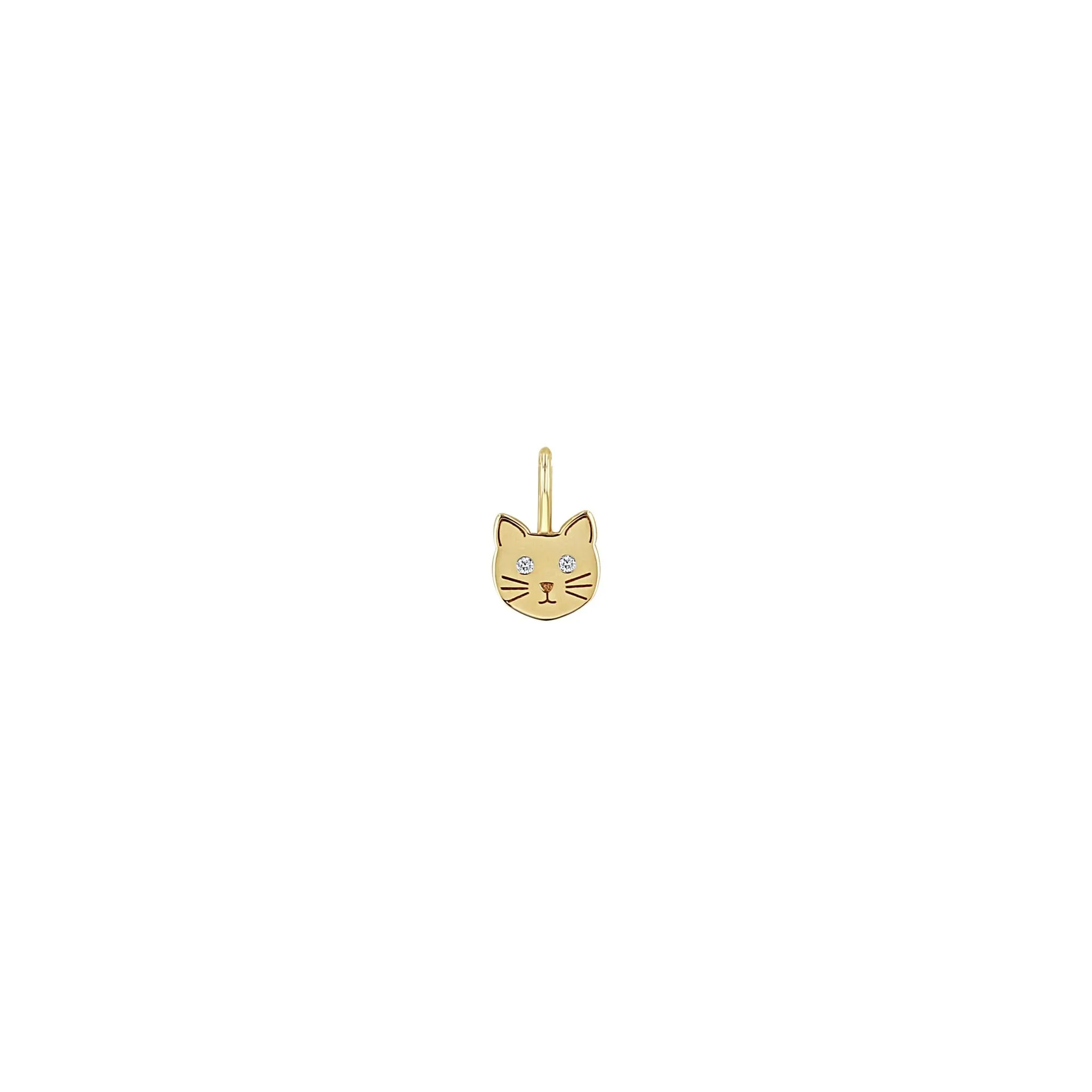 14k Single Midi Bitty Cat with Diamond Eyes Charm sold by Zoe Chicco