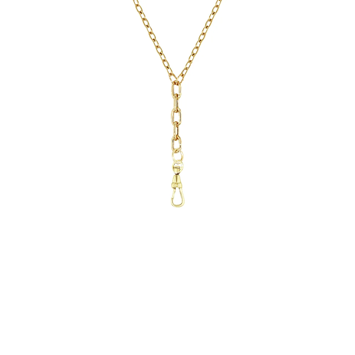 14k Mixed Small & Medium Square Oval Link Chain Lariat with Fob Clasp sold by Zoe Chicco