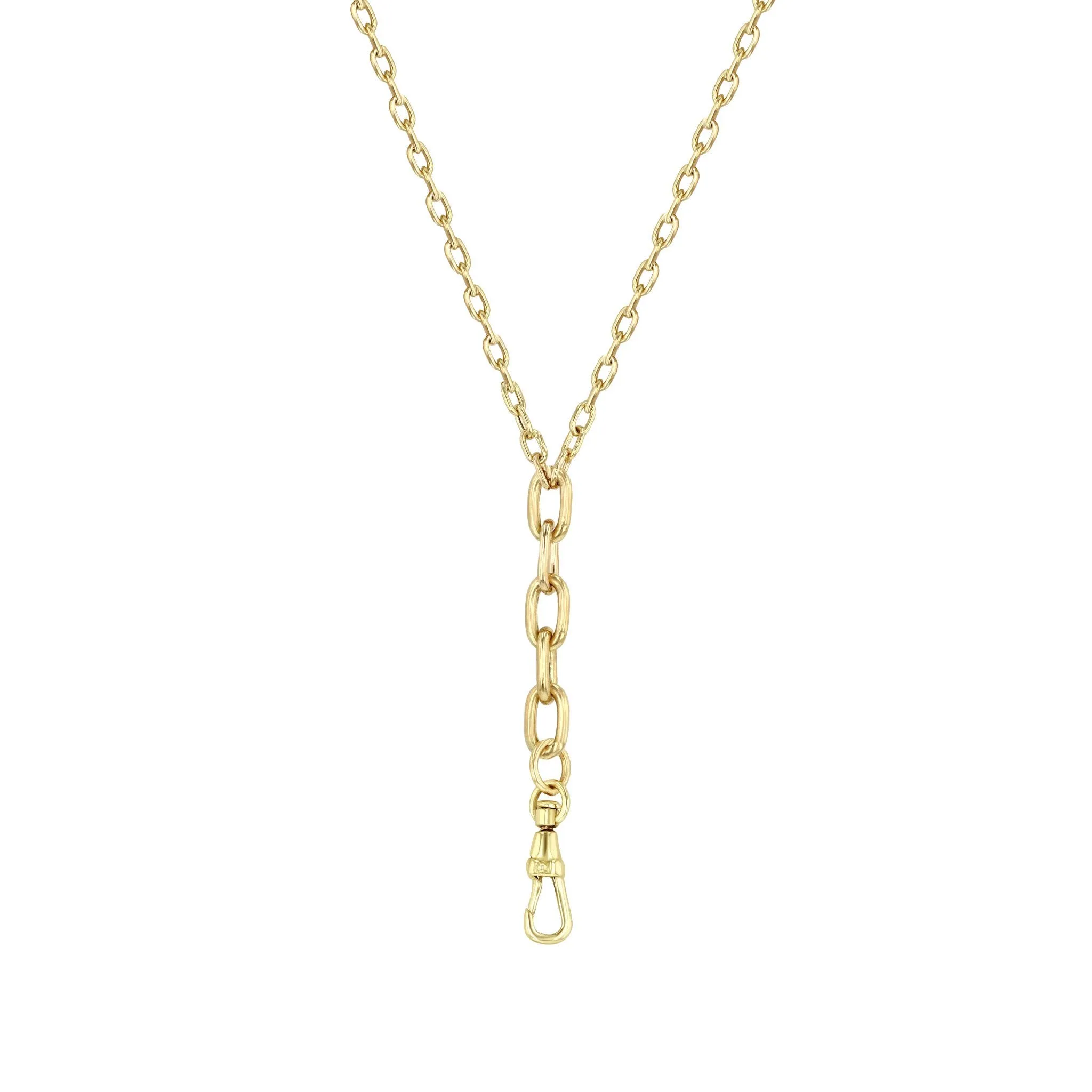 14k Mixed Small & Medium Square Oval Link Chain Lariat with Fob Clasp sold by Zoe Chicco product image thumbnail 2