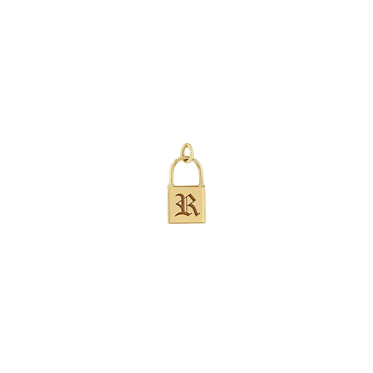 14k Old English Initial Letter Small Padlock Charm sold by Zoe Chicco