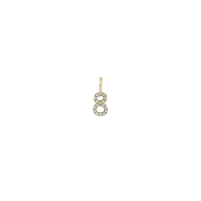 14k Pavé Diamond Number Charm Pendant sold by Zoe Chicco