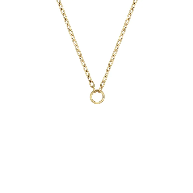14k Circle Pendant Small Square Oval Link Chain sold by Zoe Chicco