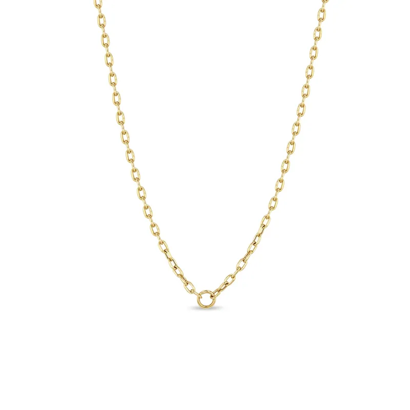 14k Circle Pendant Small Square Oval Link Chain Necklace sold by Zoe Chicco