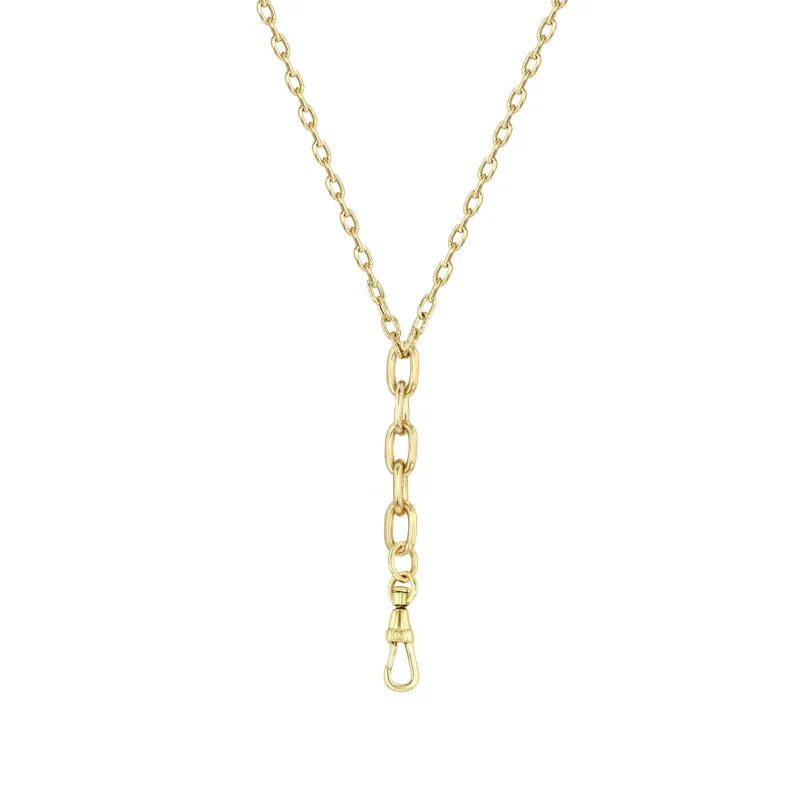 14k Mixed Small & Medium Square Oval Link Chain Lariat Necklace with Fob Clasp sold by Zoe Chicco