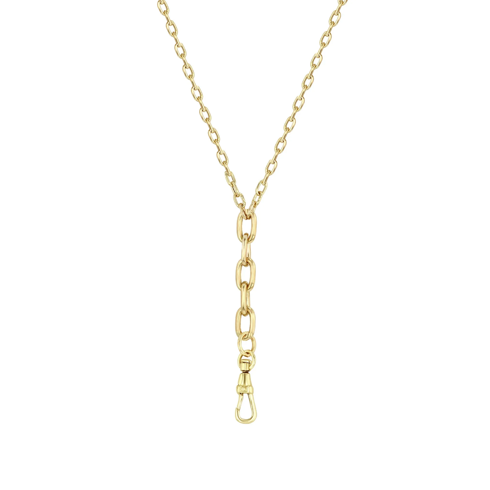 14k Mixed Small & Medium Square Oval Link Chain Lariat Necklace with Fob Clasp sold by Zoe Chicco