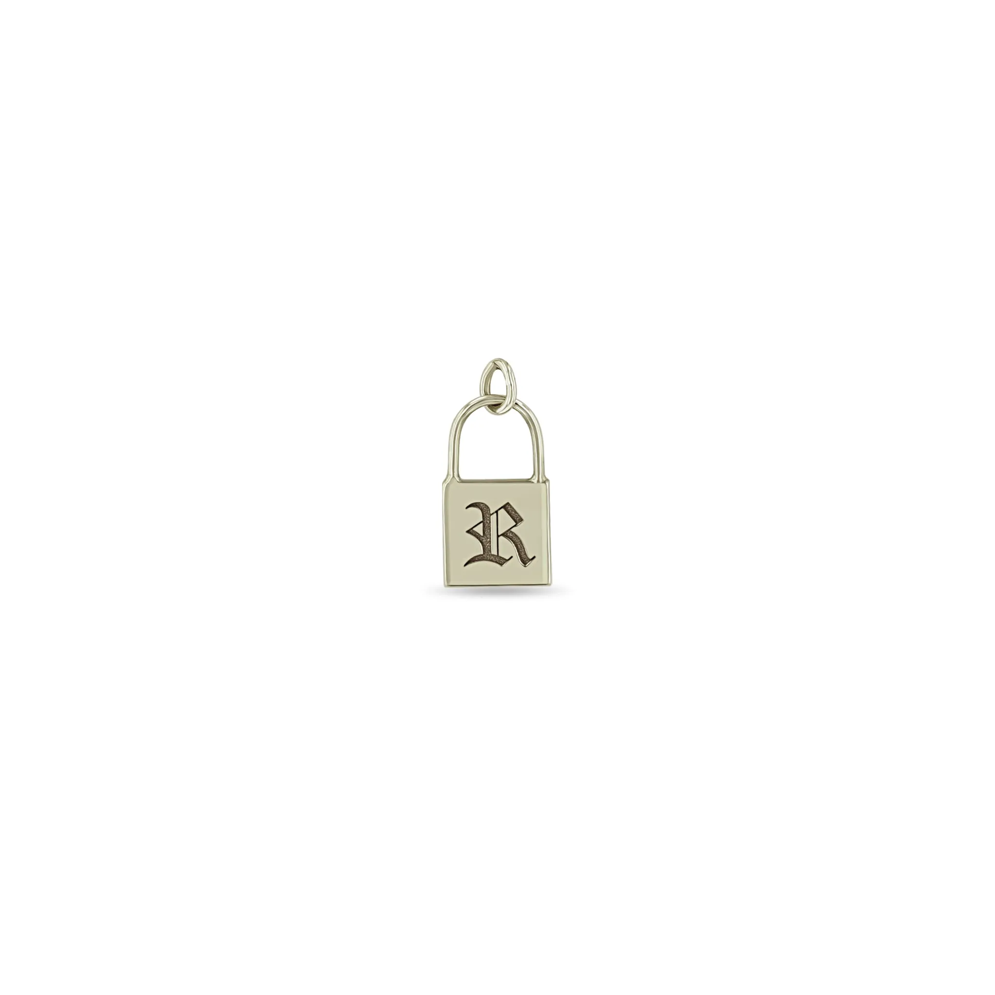 14k Single Old English Initial Letter Small Padlock Charm sold by Zoe Chicco product image thumbnail 3
