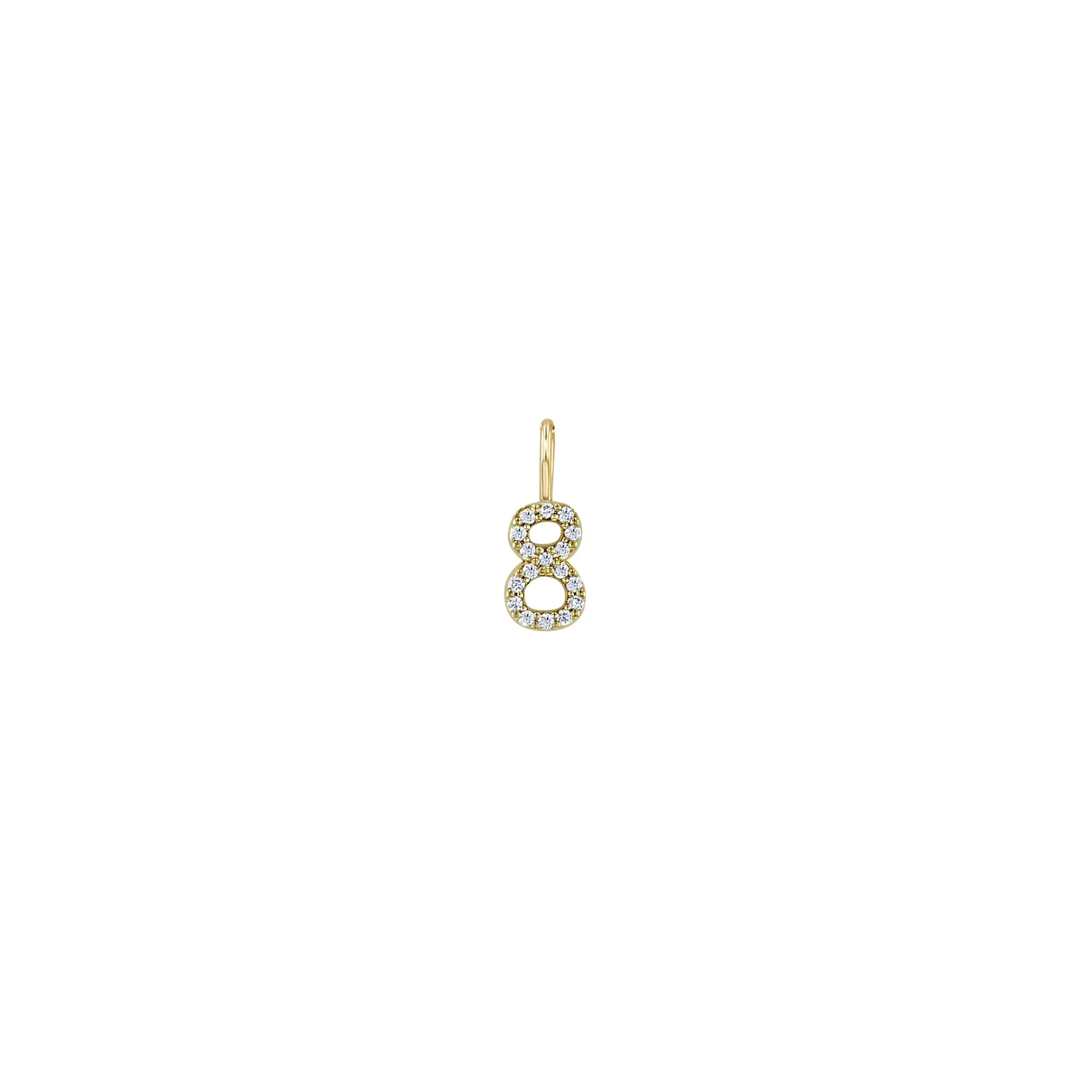 14k Single Pavé Prong Diamond Number Charm Pendant sold by Zoe Chicco