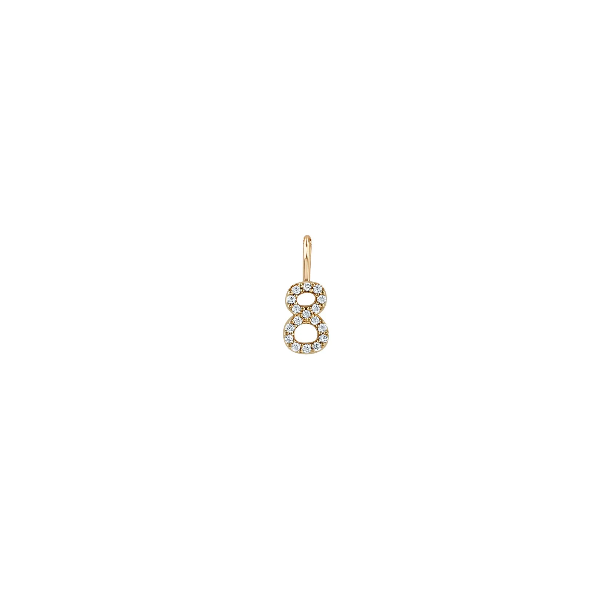 14k Single Pavé Prong Diamond Number Charm Pendant sold by Zoe Chicco product image thumbnail 2