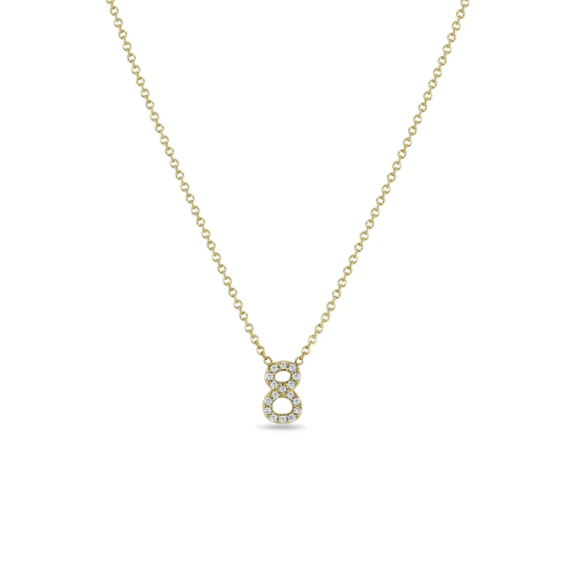 14k Pavé Prong Diamond Number Necklace sold by Zoe Chicco