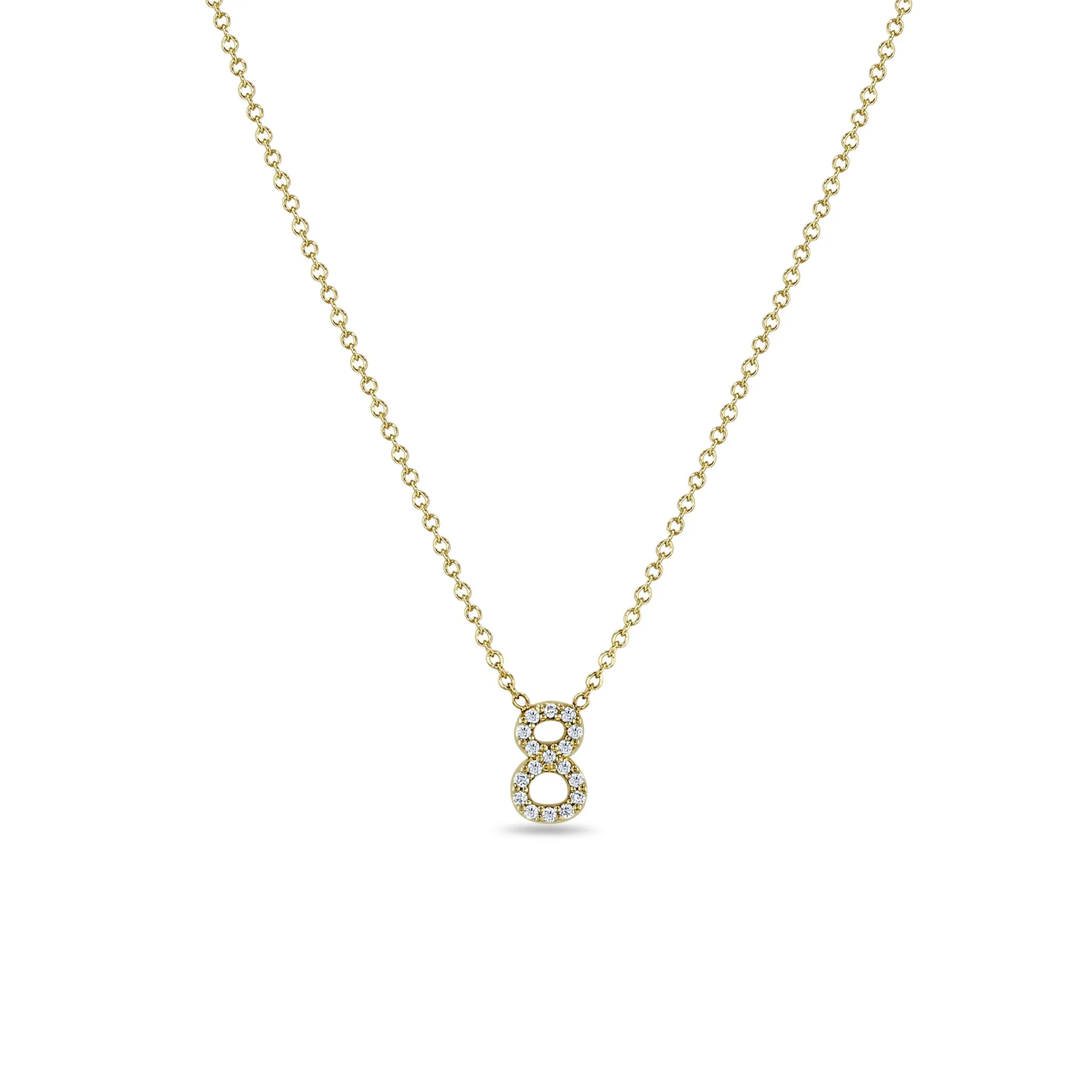 14k Pavé Prong Diamond Number Necklace sold by Zoe Chicco