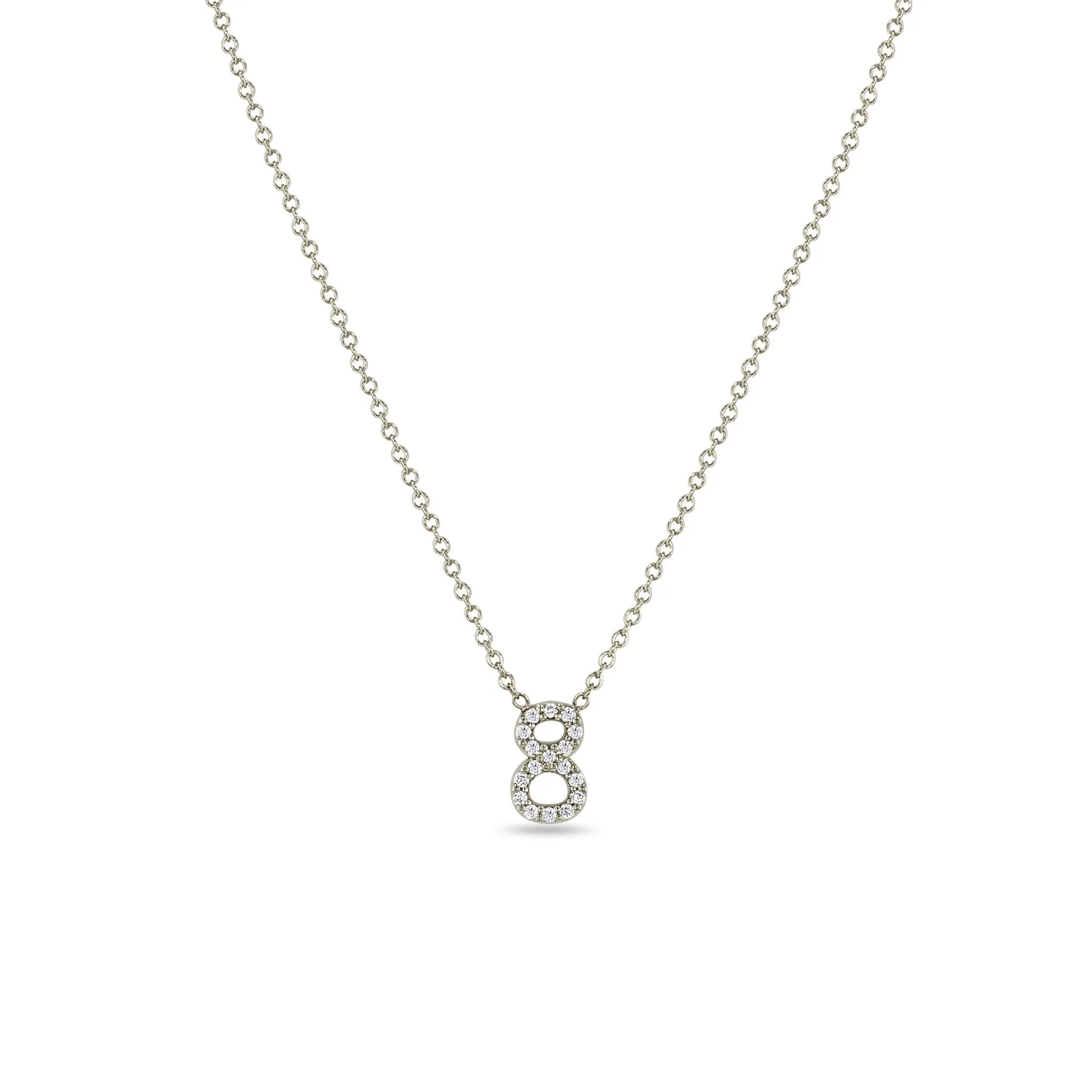 14k Pavé Prong Diamond Number Necklace sold by Zoe Chicco product image thumbnail 4