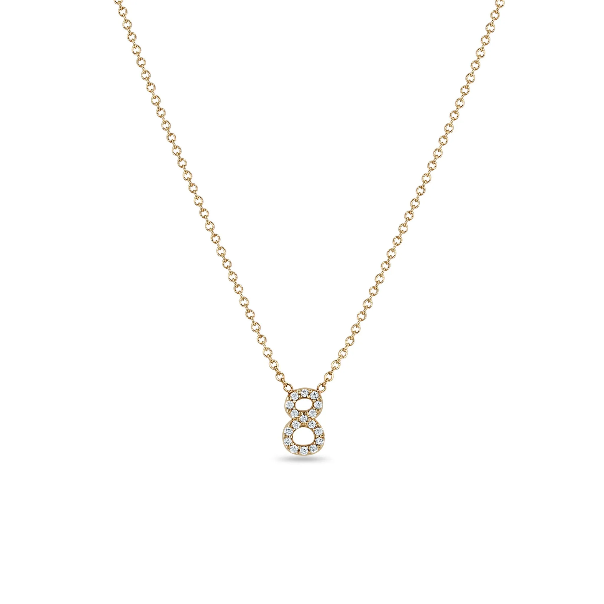 14k Pavé Prong Diamond Number Necklace sold by Zoe Chicco product image thumbnail 3