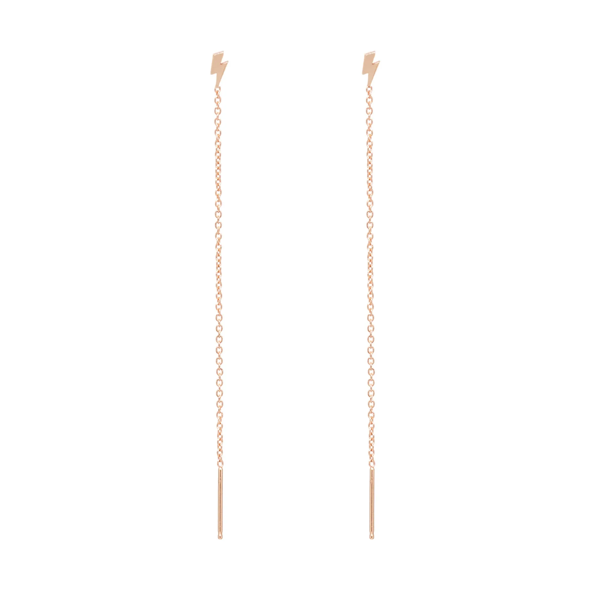 14k Itty Bitty Lightning Bolt Threader Earrings sold by Zoe Chicco product image thumbnail 3